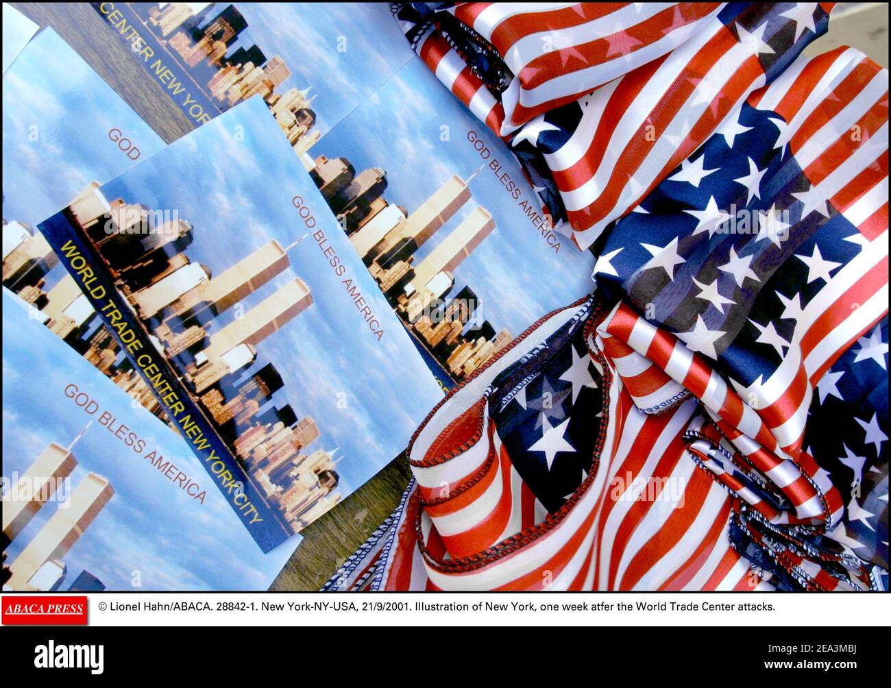 © Lionel Hahn/ABACA. 28842-3. New York-NY-USA, 21/9/2001. Illustrazione di New York, una settimana di seguito gli attacchi del World Trade Center. Foto Stock