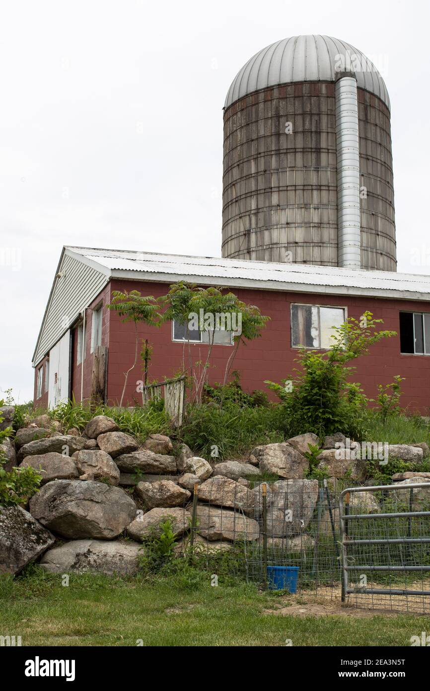 Situato a ovest di Manchester, New Hampshire, su Joppa Hill Road a Bedford. Si tratta di una fattoria di lavoro conservata per educare il pubblico su fa Foto Stock