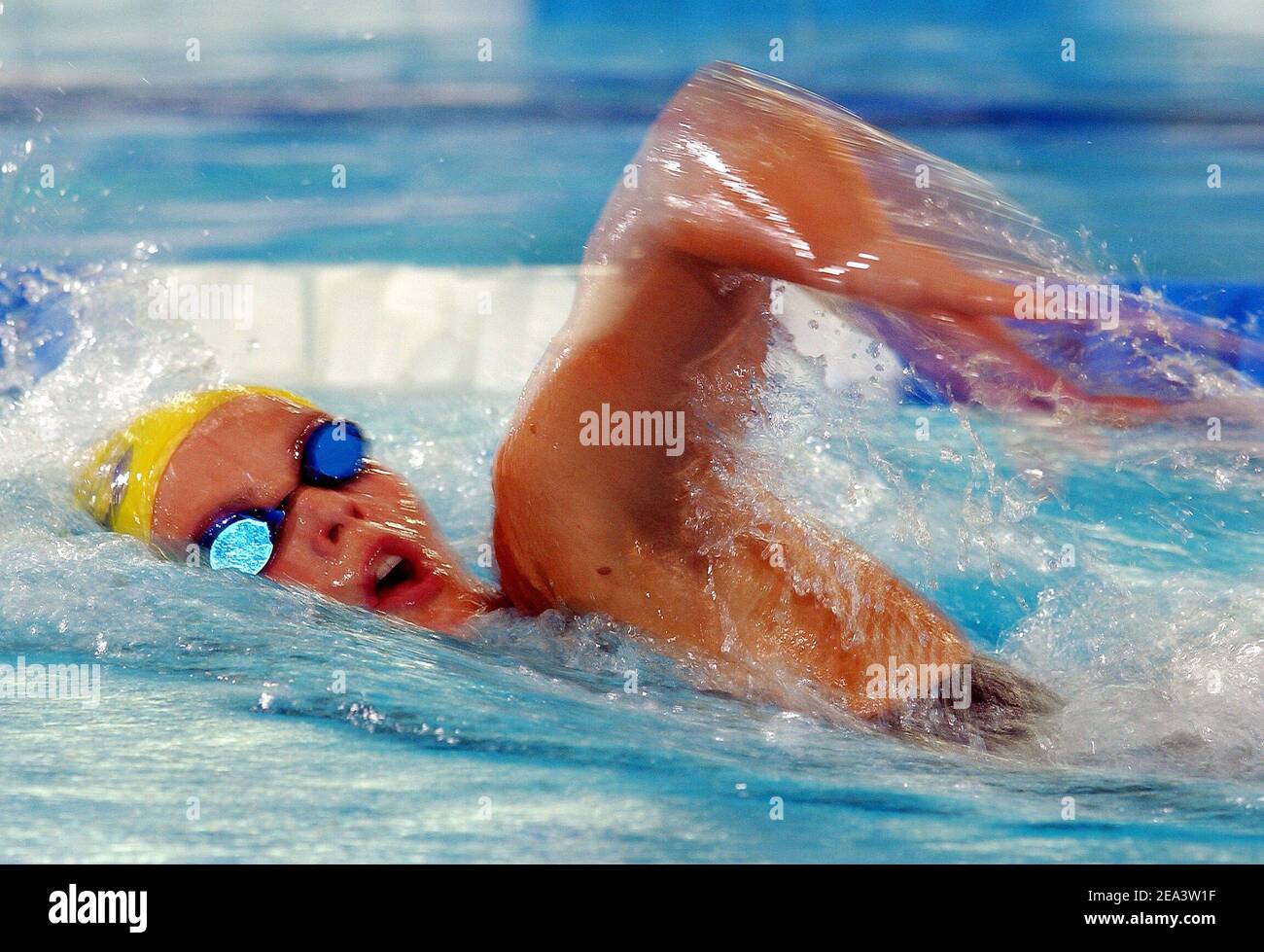 Laure Manaudou si esibisce (1500 m donne freestyle) durante i campionati francesi di nuoto, a Nancy, il 17 aprile 2005. Foto di Nicolas Gouhier/Cameleon/ABACA. Foto Stock