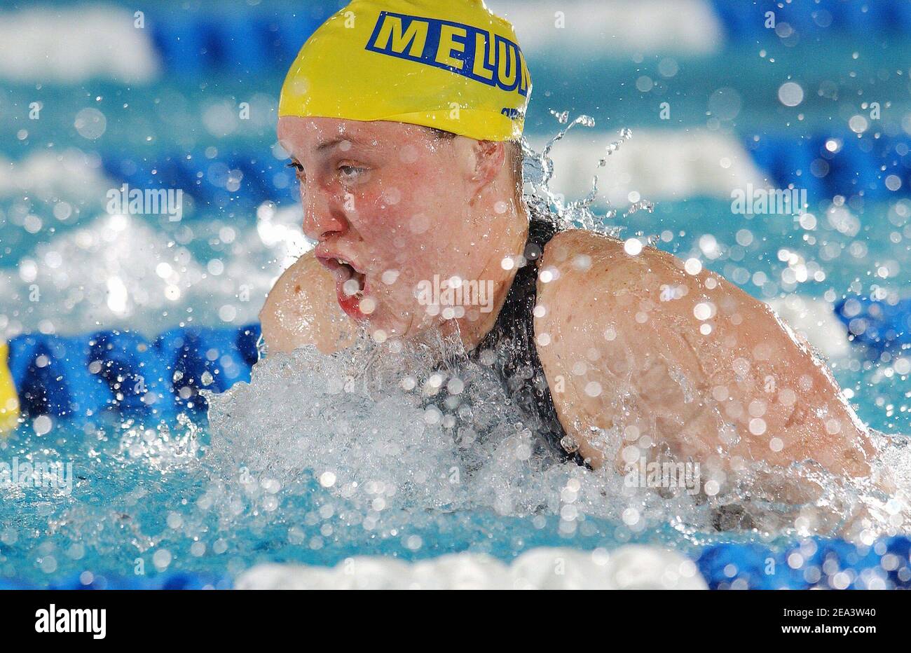 Delphine Leprest suona (1500 m donne freestyle) durante i campionati francesi di nuoto, a Nancy, il 17 aprile 2005. Foto di Nicolas Gouhier/Cameleon/ABACA. Foto Stock