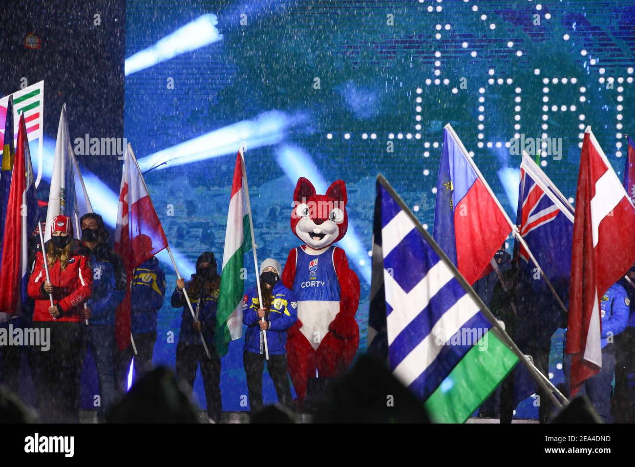 SCI - FIS CAMPIONATO DEL MONDO ALPINO CORTINA 2021, cerimonia di apertura Cortina D'Ampezzo, Veneto, Italia 2021-02-07 - Domenica / LM Foto Stock