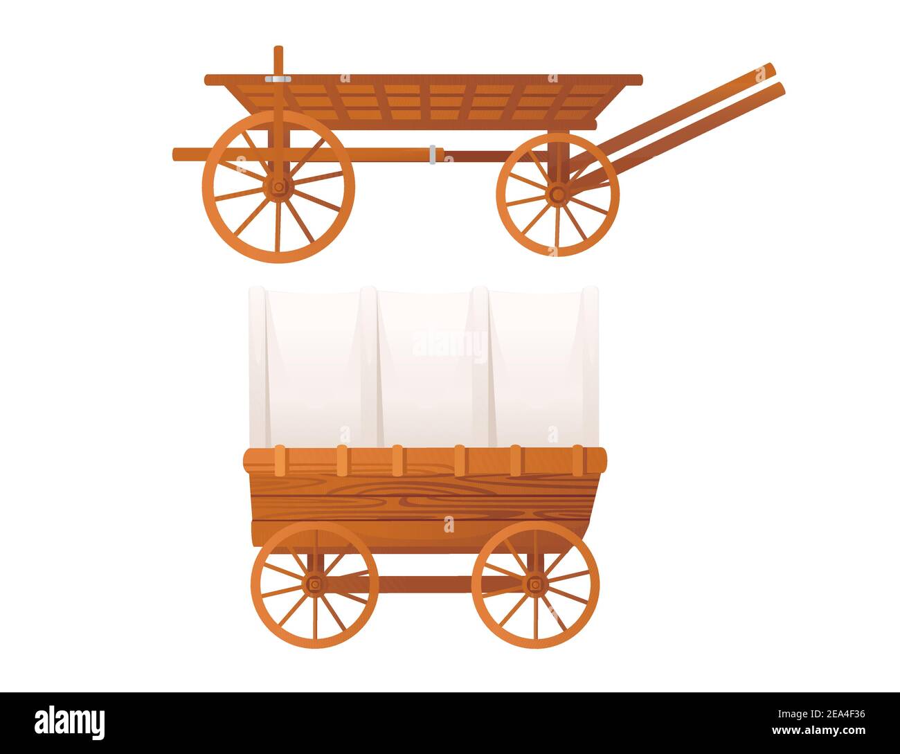 Carrozza medievale per il trasporto del carico illustrazione vettoriale su bianco sfondo Illustrazione Vettoriale