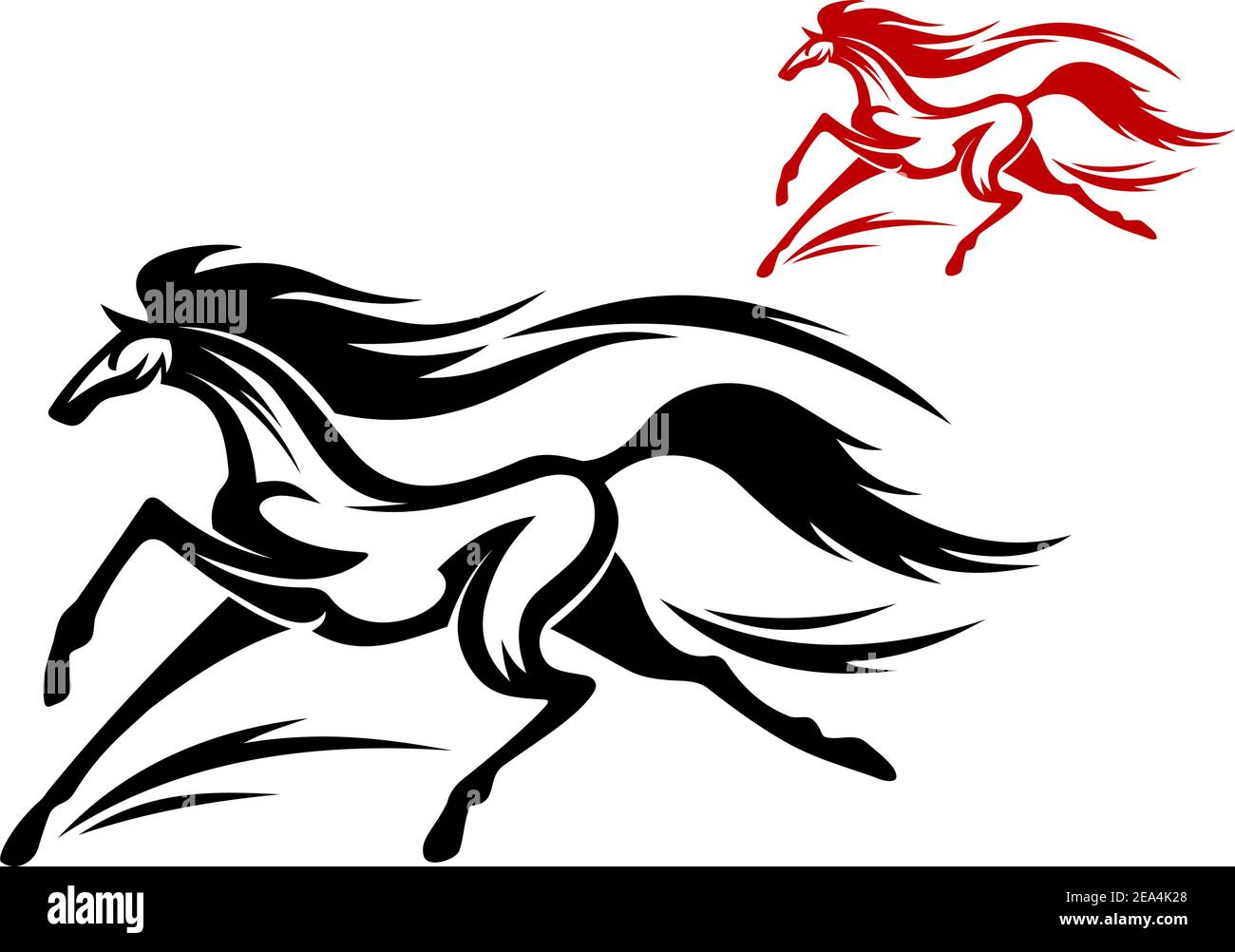 Rapida esecuzione di cavallo nel vettore per tatuaggio o design mascotte Illustrazione Vettoriale