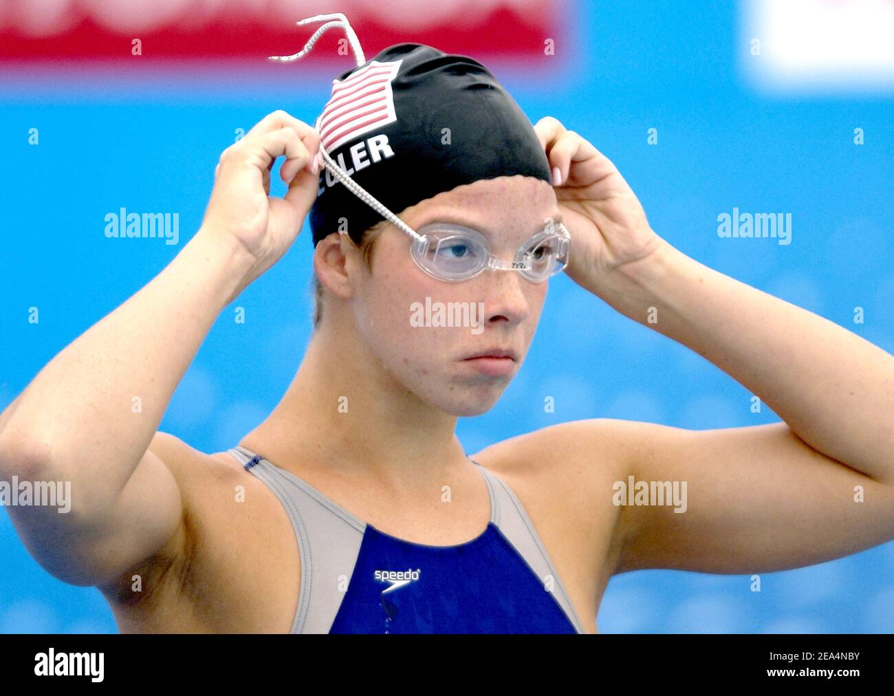 Kate Ziegler degli Stati Uniti vince la medaglia d'oro sui 1500 m di freestyle femminile durante l'XI Campionato del mondo FINA al Parc Jean-Drapeau, a Montreal, Quebec, Canada, il 26 luglio 2005. Foto di Nicolas Gouhier/CAMELEON/ABACAPRESS.COM Foto Stock