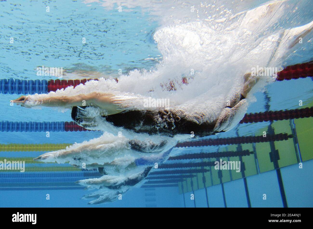 Maximiliano Schnettler di Chili compete sui 100 m di freestyle maschile durante i XI Campionati Mondiali FINA al Parc Jean-Drapeau, a Montreal, Quebec, Canada, il 27 luglio 2005. Foto di Nicolas Gouhier/CAMELEON/ABACAPRESS.COM Foto Stock