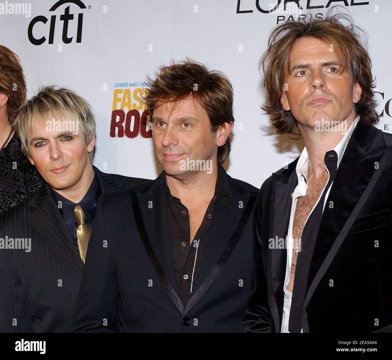 "inger Simon le Bon e Duran Duran arrivano al 2° party & Concert annuale ''Fashion Rocks'' a favore delle vittime dell'uragano Katrina, tenutosi presso la radio City Music Hall di New York, giovedì 8 settembre 2005. Foto di Nicolas Khayat/ABACAPRESS.COM' Foto Stock