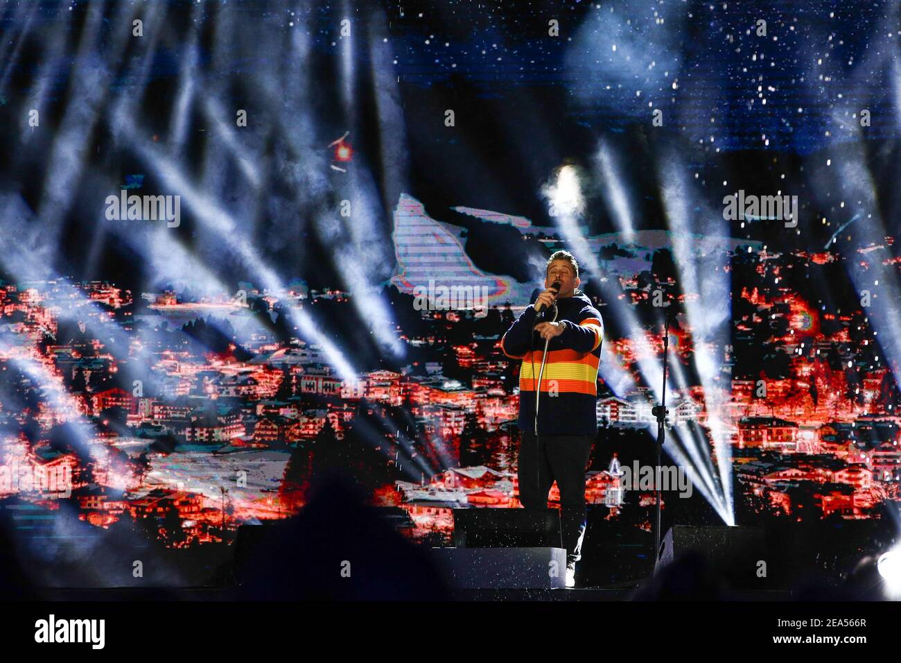 Cortina (Bl, Italia. 7 Feb 2021. SCI - FIS CAMPIONATO DEL MONDO ALPINO CORTINA 2021, cerimonia di apertura Cortina D'Ampezzo, Veneto, Italia 2021-02-07 - Domenica/LiveMedia Credit: Sergio Bisi/LPS/ZUMA Wire/Alamy Live News Foto Stock