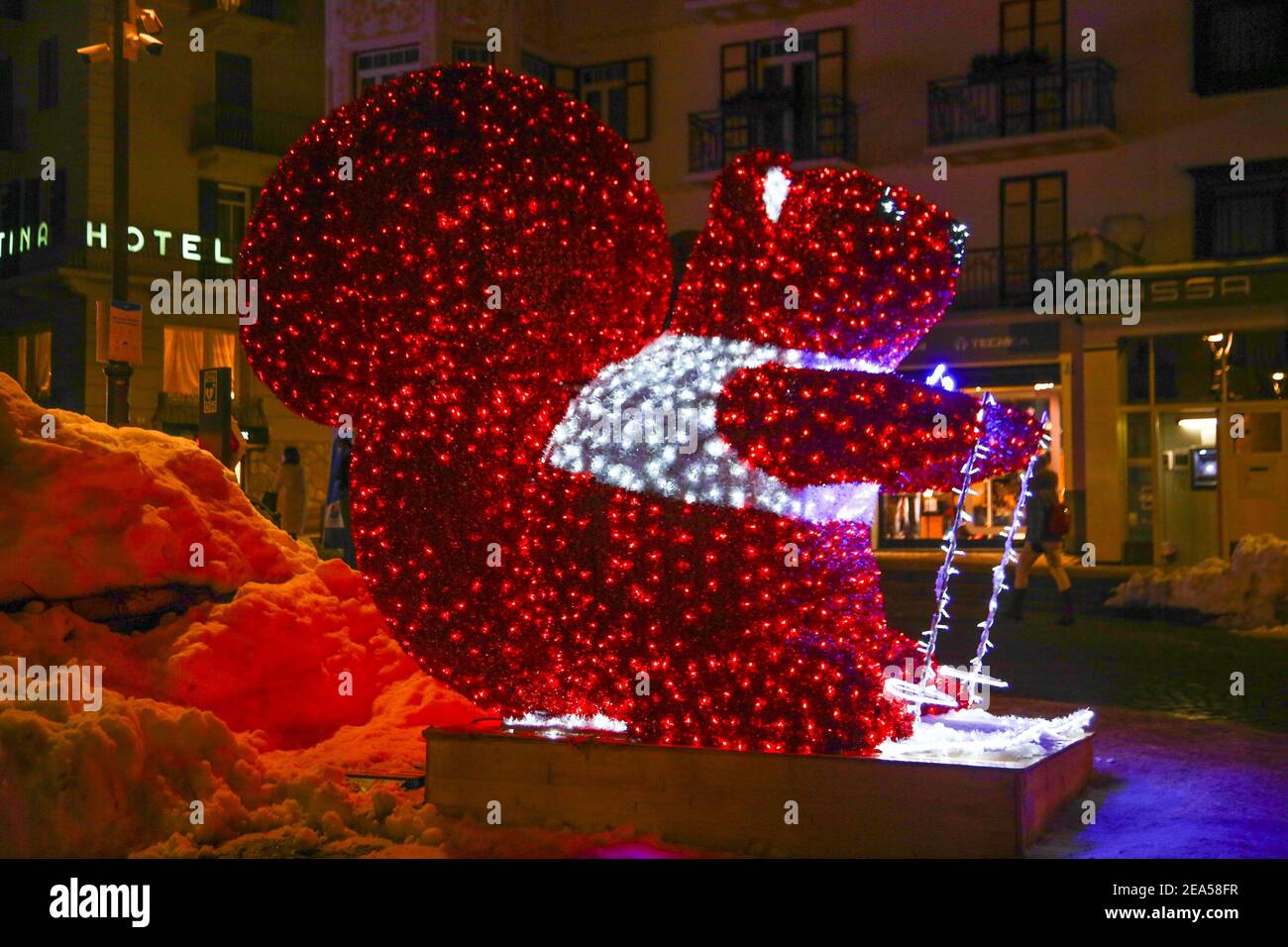 Cortina (Bl, Italia. 7 Feb 2021. SCI - FIS CAMPIONATO DEL MONDO ALPINO CORTINA 2021, cerimonia di apertura Cortina D'Ampezzo, Veneto, Italia 2021-02-07 - Domenica/LiveMedia Credit: Sergio Bisi/LPS/ZUMA Wire/Alamy Live News Foto Stock