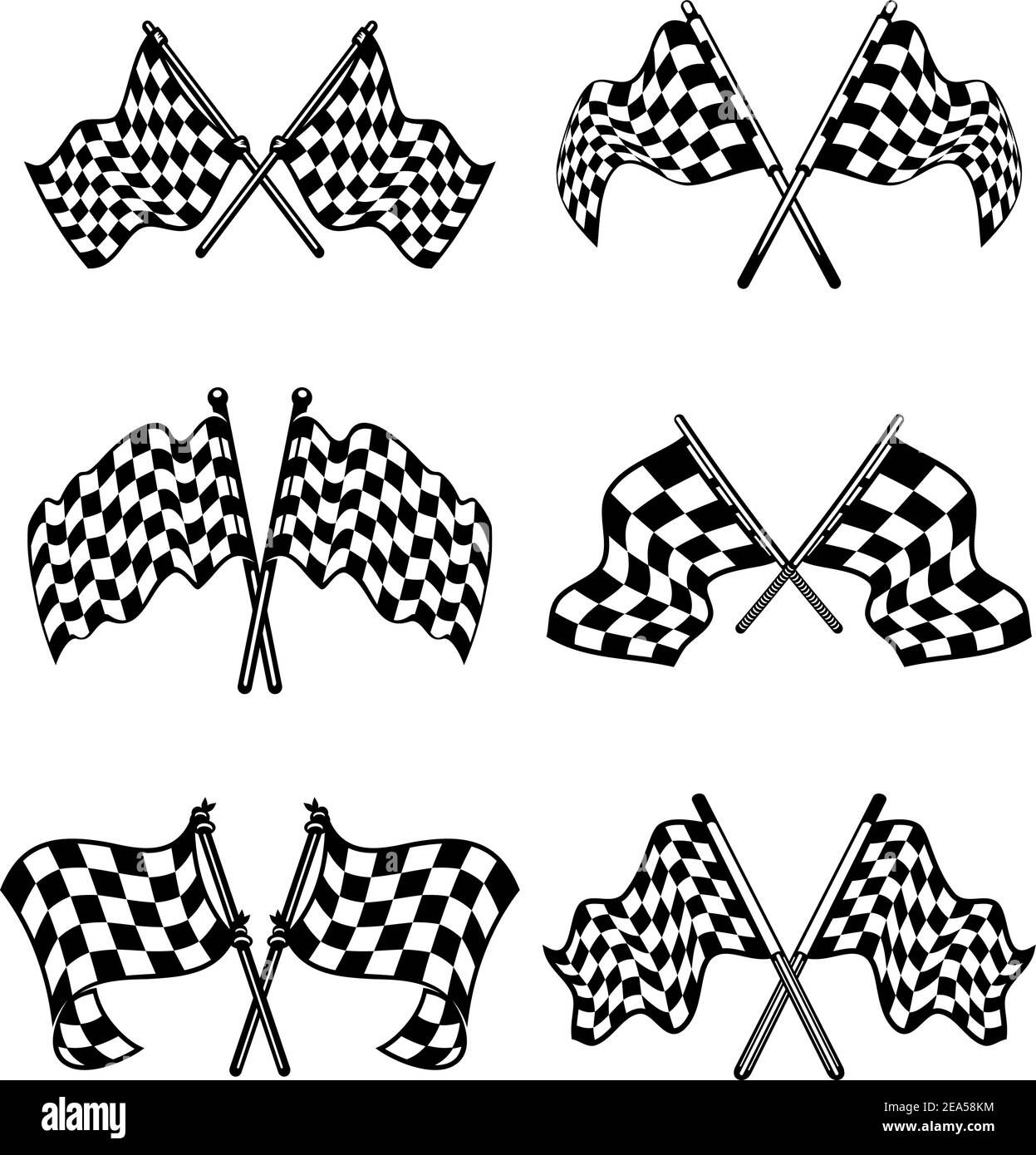 Set di bandiere a scacchi per la progettazione di gare e autosport Illustrazione Vettoriale