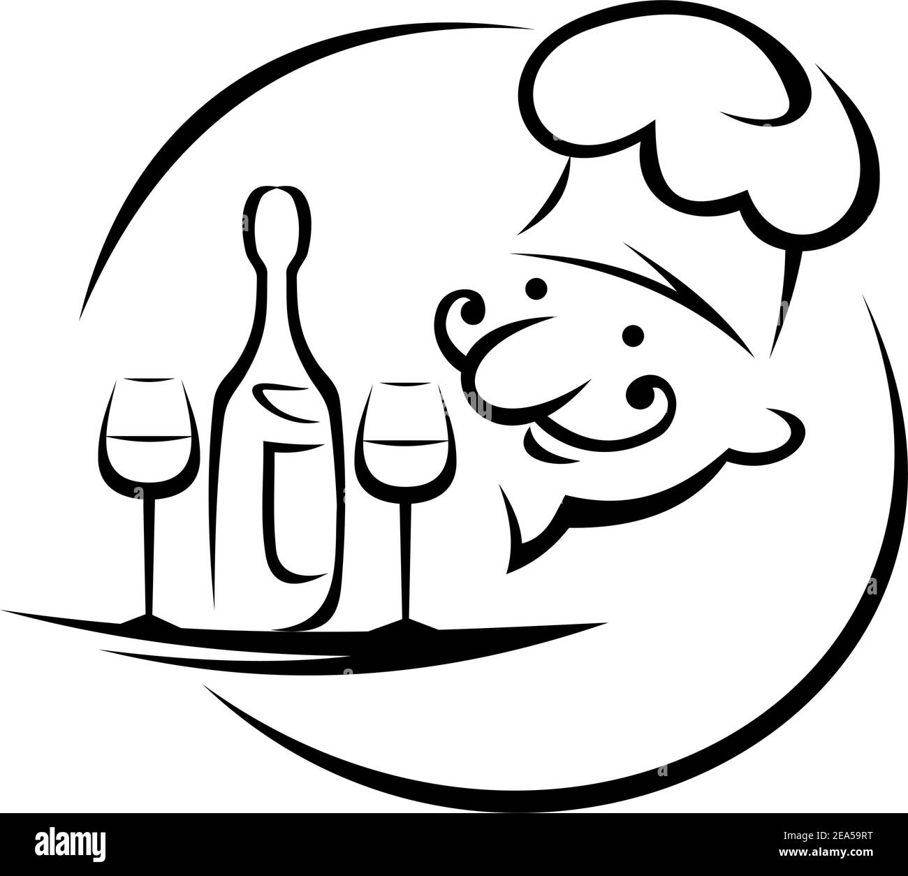 Cameriere con champagne e bicchieri sul vassoio Illustrazione Vettoriale