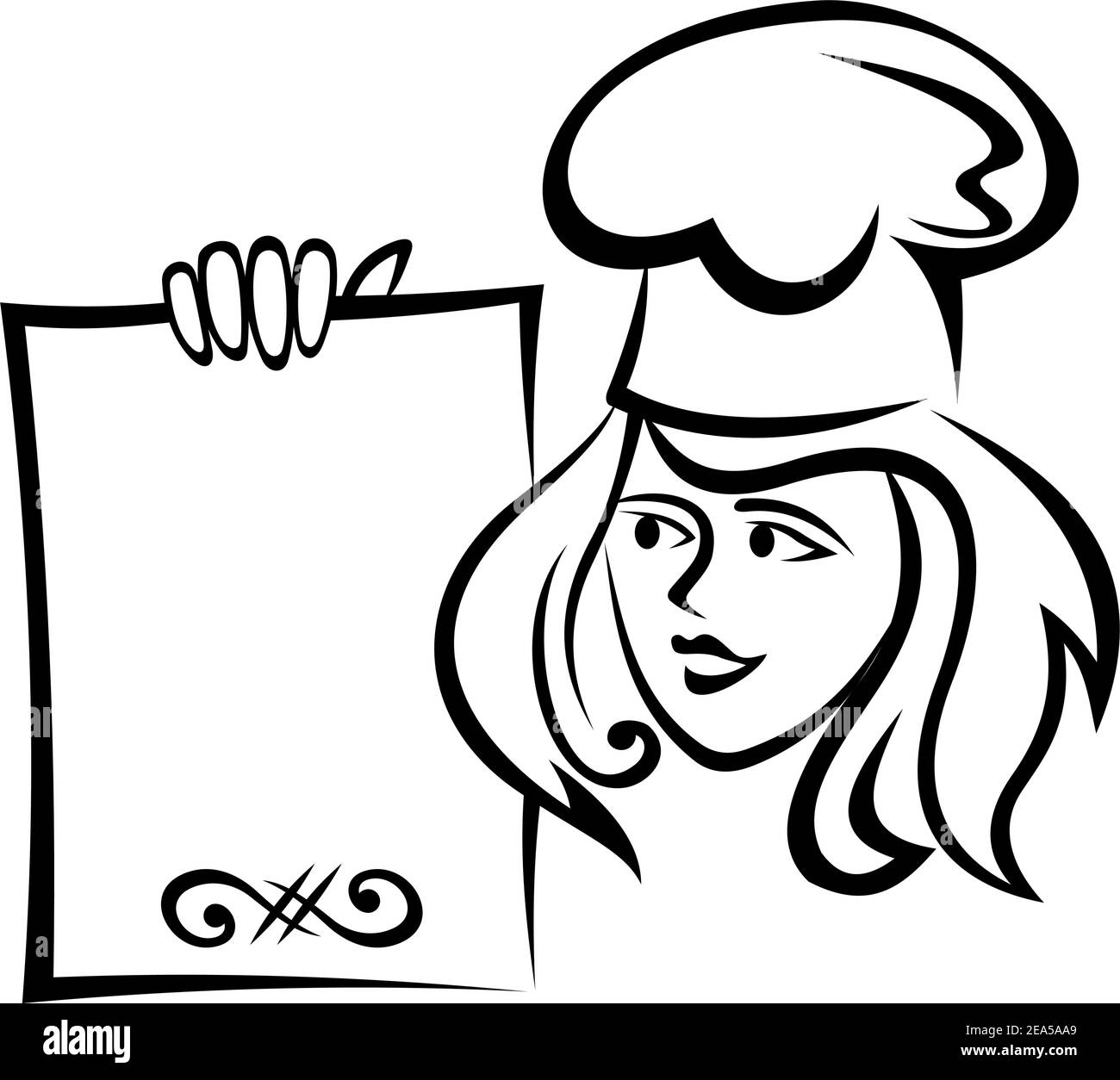 Chef del ristorante con carta da menu per un servizio di ristorazione veloce Illustrazione Vettoriale