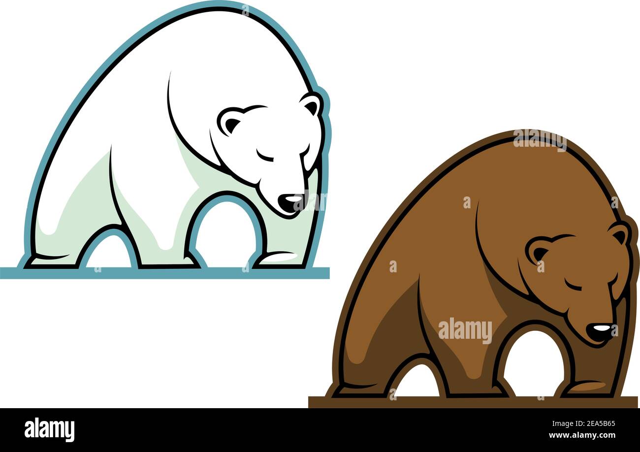 Grande orso kodiak in stile cartoon per mascotte sportive Illustrazione Vettoriale
