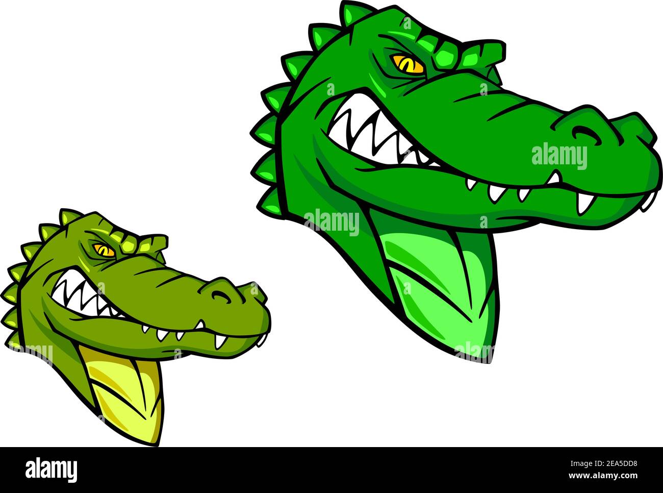 Alligatore verde selvaggio in stile cartoon per il design mascotte sportive Illustrazione Vettoriale