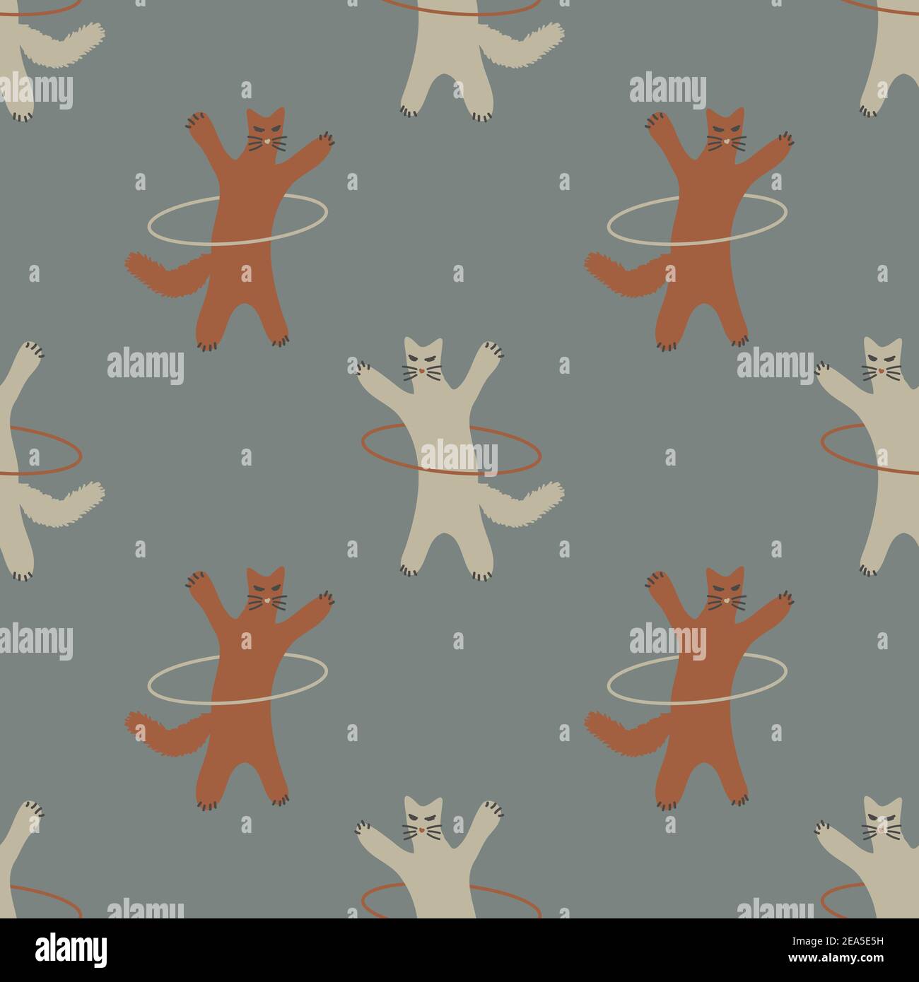 Gatti con motivo hula hoop Illustrazione Vettoriale