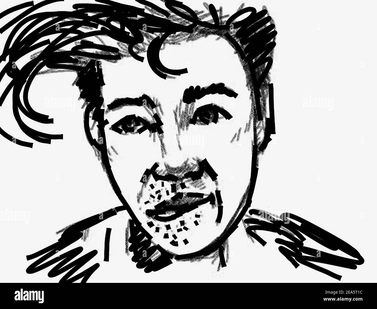 Art Drawing Abstract , copic marker colore divertente viso uomo Foto Stock