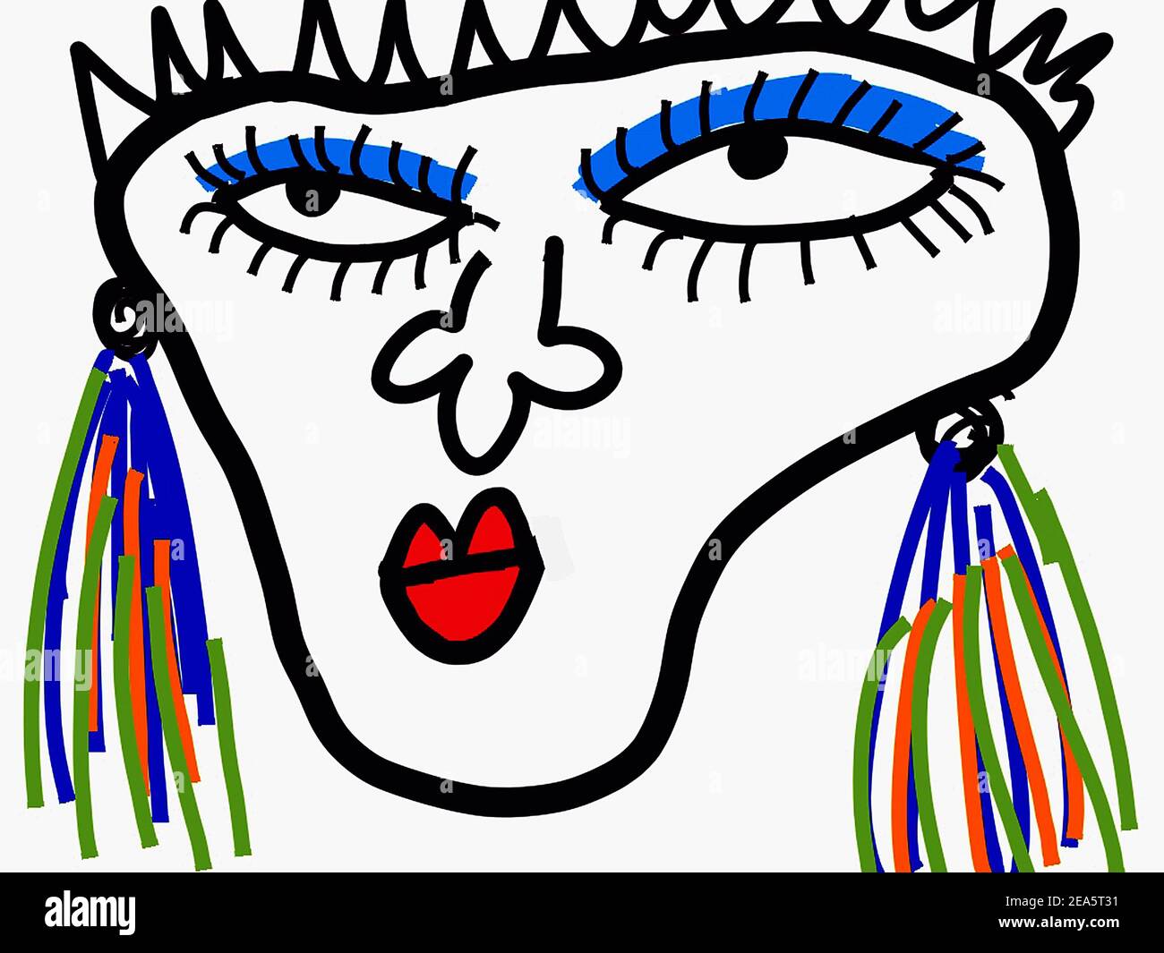 Art Drawing Abstract , copic marker colore divertente viso uomo Foto Stock