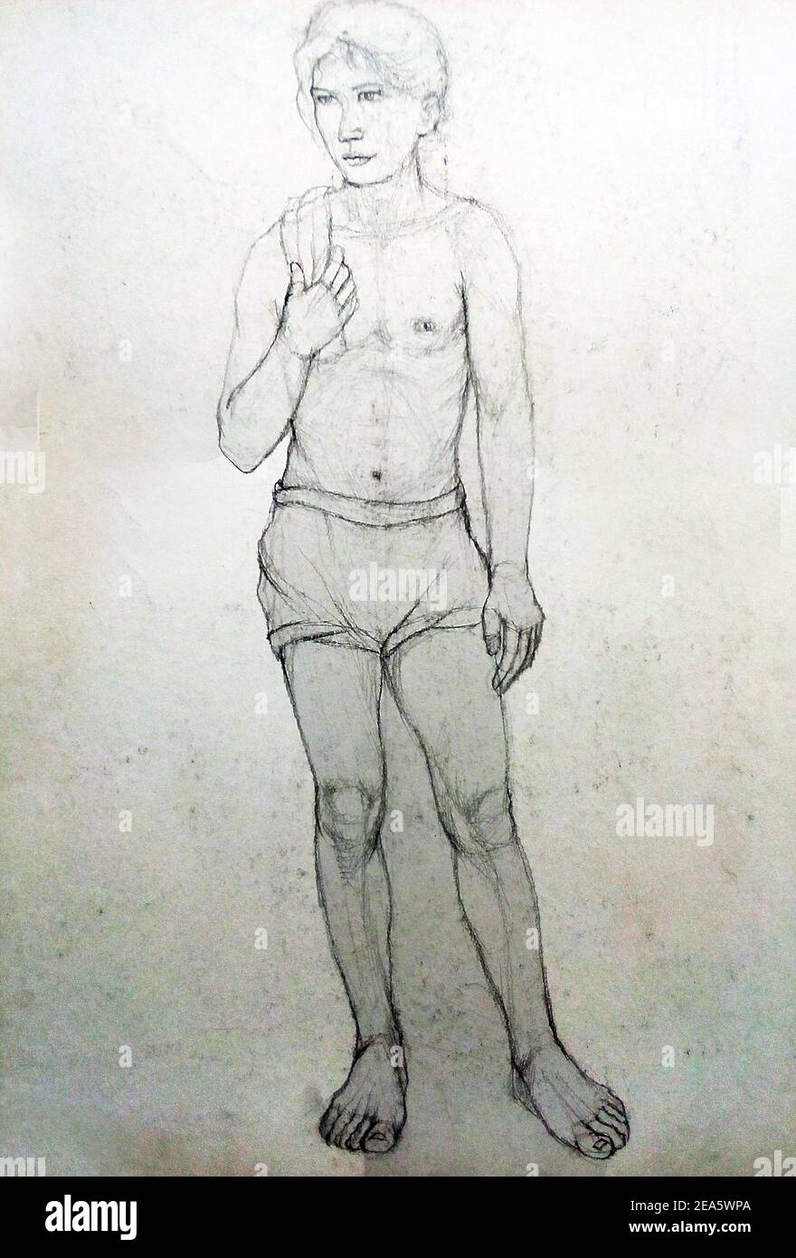 Arte, disegno, arte fine, fuori linea, forma, uomo Foto Stock