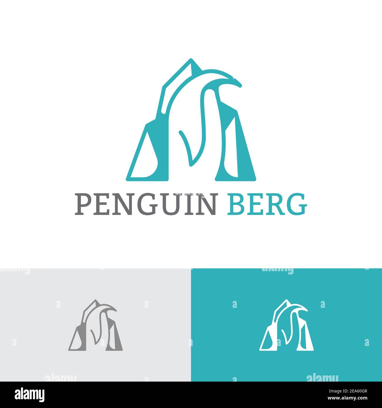 Pinguino Ice Berg Polar Animal Cool Logo Template Illustrazione Vettoriale