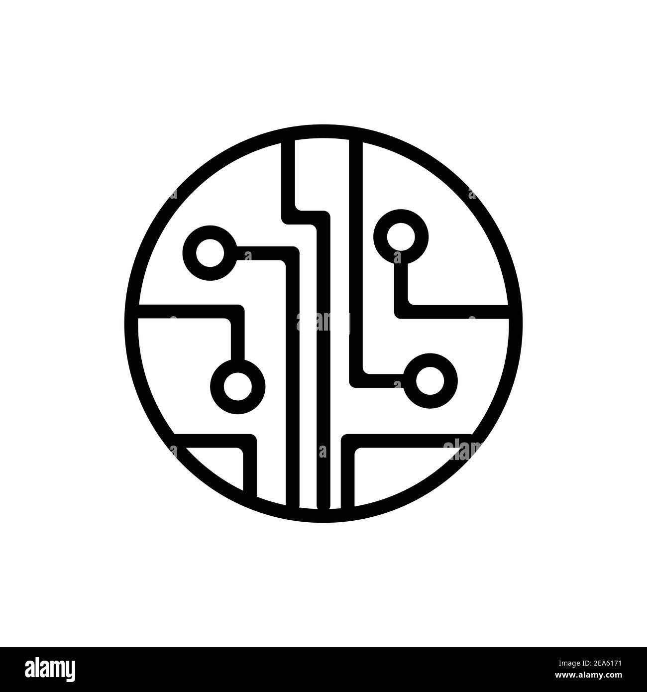 Scheda a circuito stampato, vettore di icone del contorno della tecnologia. Per la progettazione di siti Web, logo, app, interfaccia utente. Illustrazione vettoriale Illustrazione Vettoriale