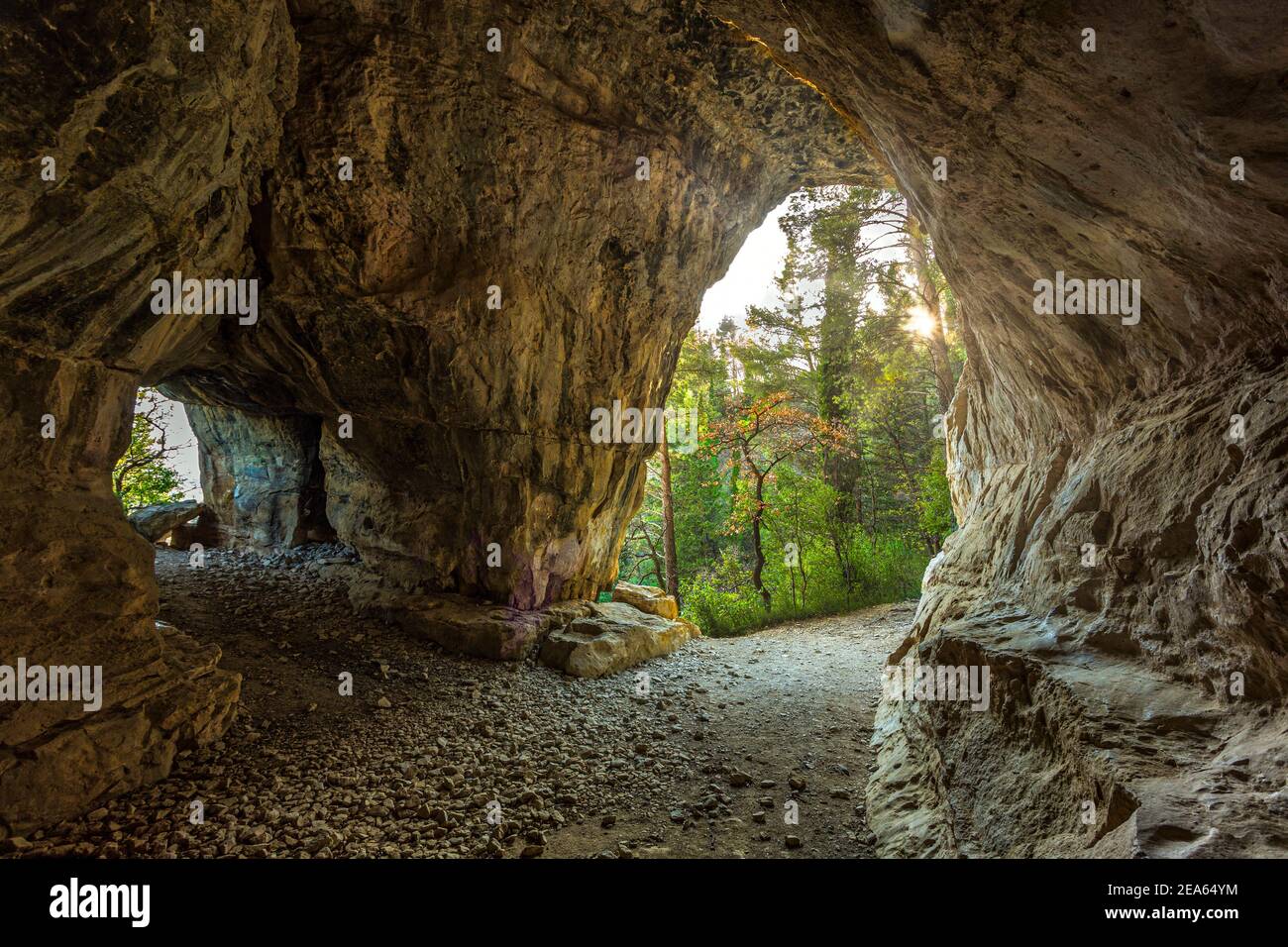 La Grotta oscura di Bolognano, nel Parco Nazionale della Maiella, è un sito archeologico neolitico. Abruzzo, Italia, Europa Foto Stock