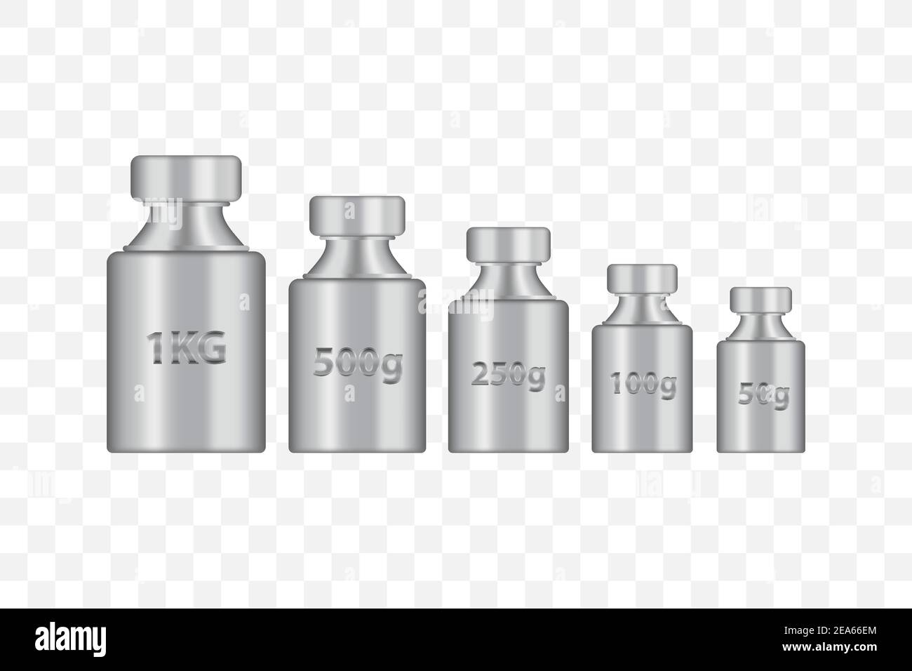 Kg peso massa argento cromo metallo realistico insieme vettoriale. Vecchia collezione di presse dal design realistico. Piombo in acciaio isolato su sfondo bianco. Peso Illustrazione Vettoriale