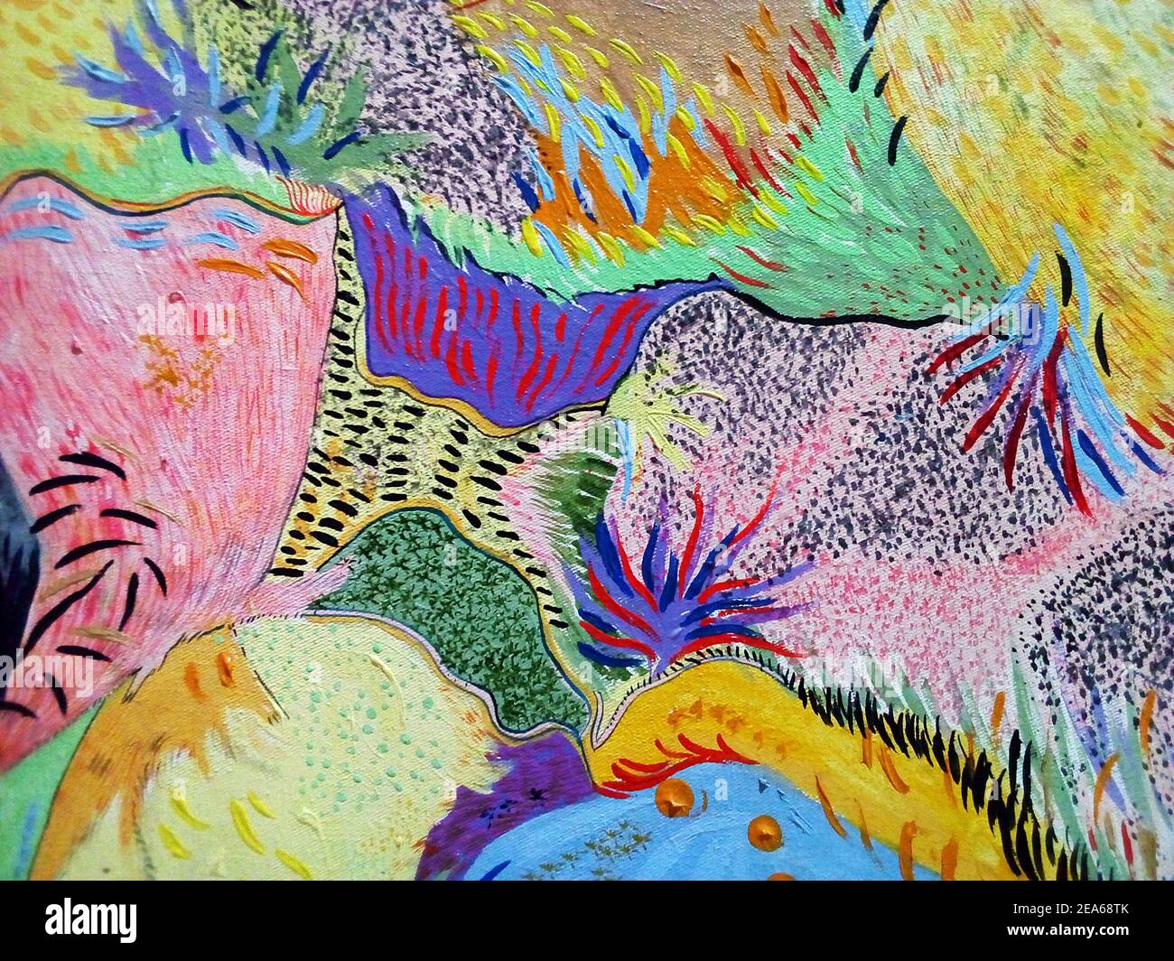 Arte ; pittura ad olio ; sfondo astratto ; moderno ; triangolo ; curva ;;quadrato ; cerchio Foto Stock