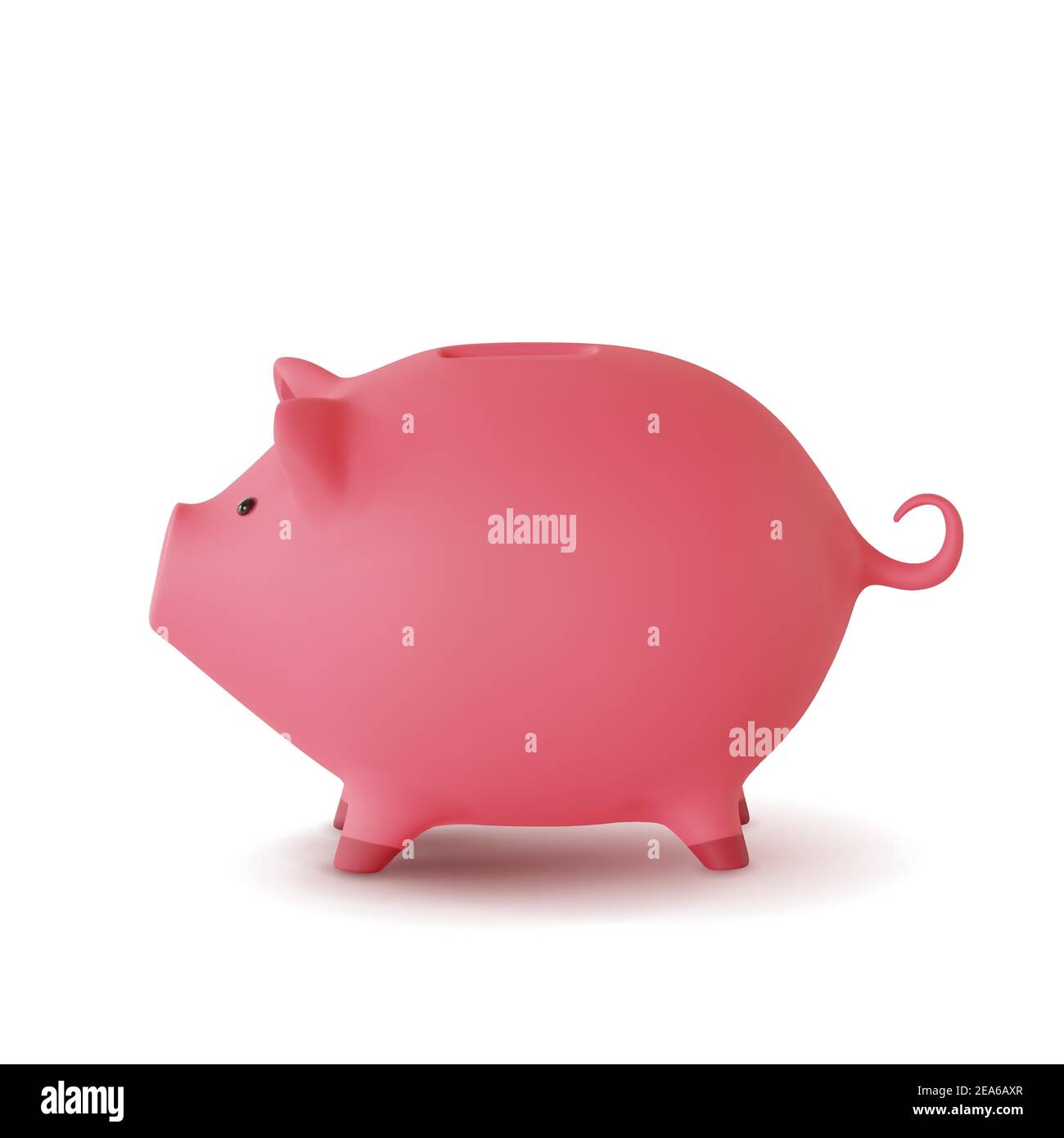 moneybox 3d realistico sotto forma di un maiale isolato su sfondo bianco, vettore Illustrazione Vettoriale