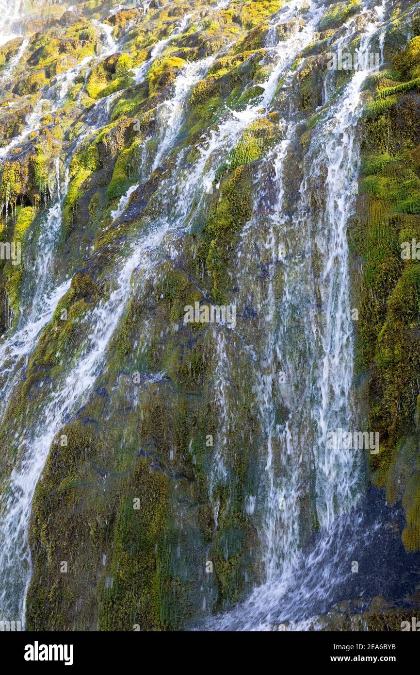 Dynjandi, Fjallfoss, Wasserfall des Flusses Dynjandisá, größter Wasserfall nelle isole den Westfjorden, Westfjorde, Vestfirðir, Fjord, Fjordlandschaft, Foto Stock