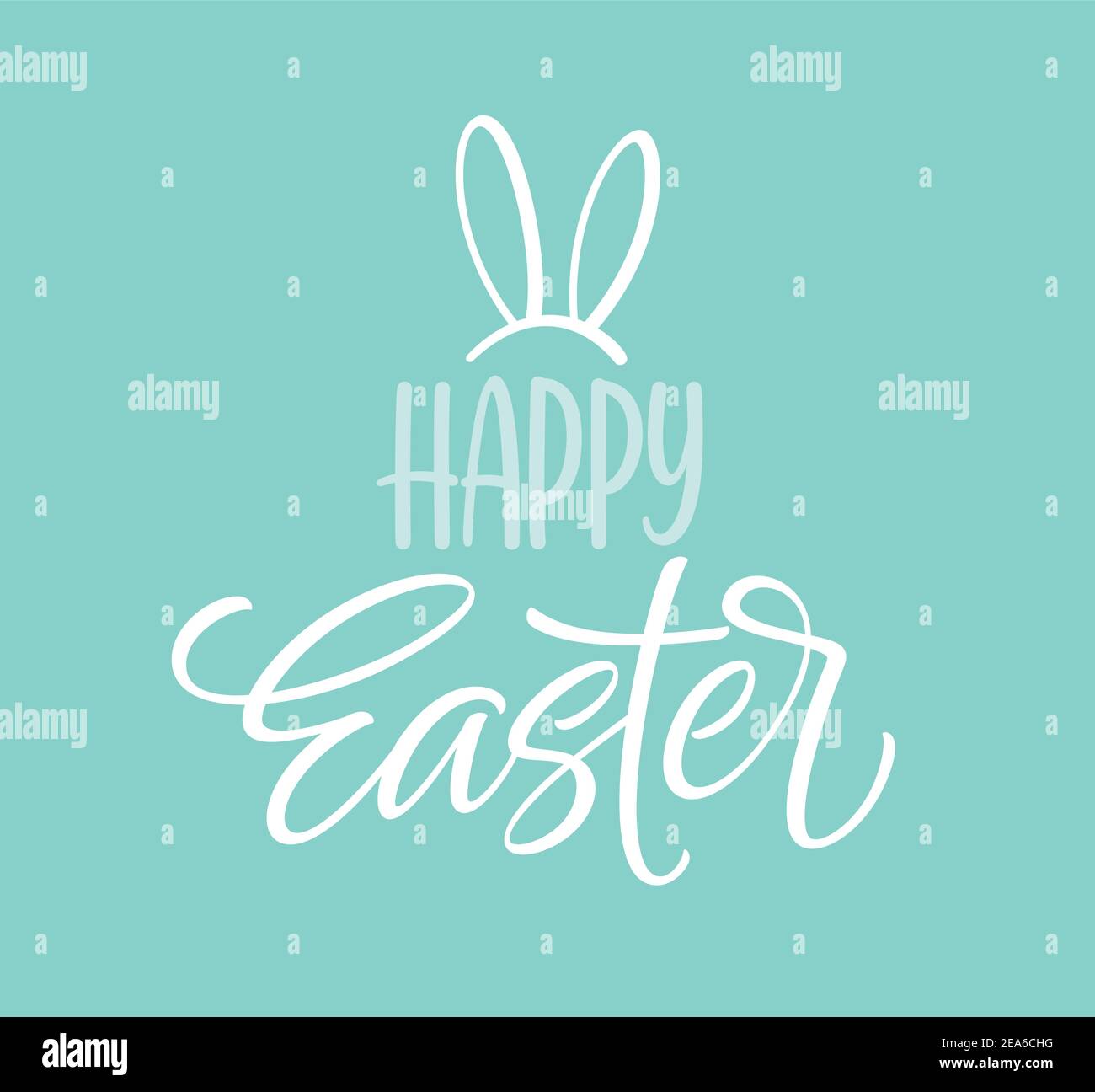 Simbolo dell'icona di Pasqua felice. Scritta a mano con orecchie di coniglio. Illustrazione vettoriale Illustrazione Vettoriale