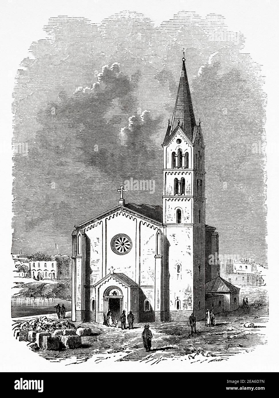 Chiesa Protestante ad Alessandria. Antico Egitto Storia. Antica illustrazione del 19 ° secolo inciso da El Mundo Ilustrado 1879 Foto Stock