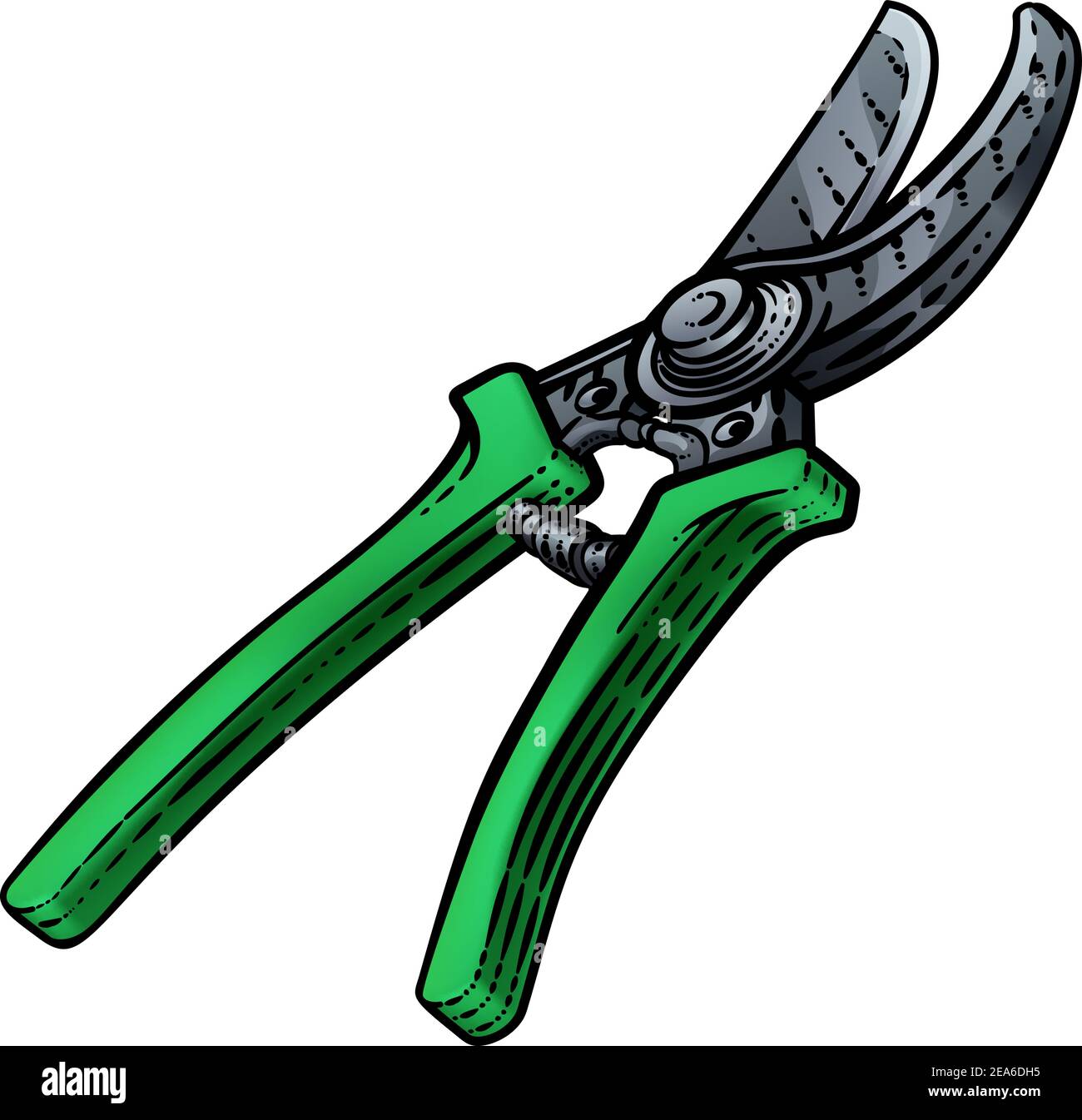 Secateurs potatore da giardino attrezzo per giardinaggio Woodcut Illustrazione Vettoriale