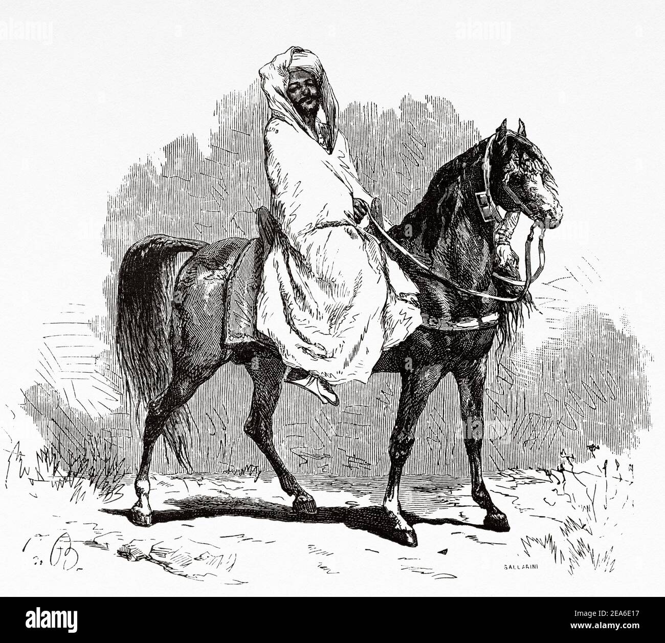 Alla fine del diciannovesimo secolo il governatore marocchino Bu-Bekr-ben-El-Abbassi, Marocco, Africa del Nord. Antica illustrazione del 19 ° secolo inciso da El Mundo Ilustrado 1879 Foto Stock