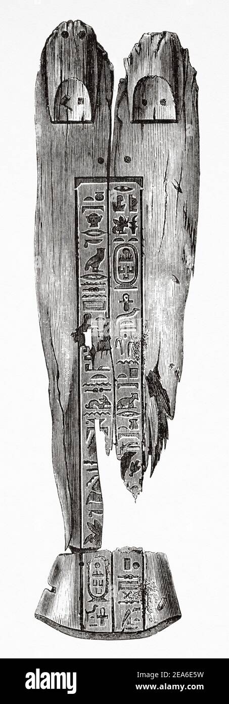 Bara di legno di Men-ka-ra. Antico Egitto Storia. Antica illustrazione del 19 ° secolo inciso da El Mundo Ilustrado 1879 Foto Stock