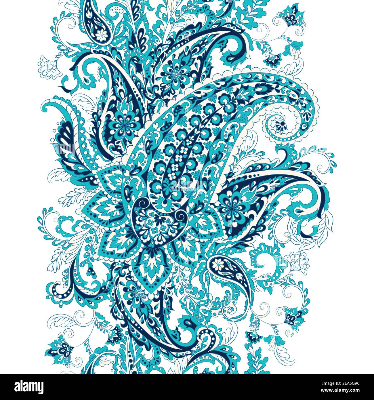Paisley seamless pattern di confine. Vettore ornamento etnica Illustrazione Vettoriale