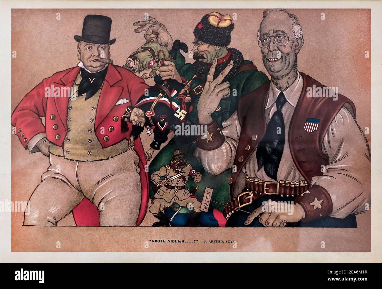 Poster con caricatura politica dal periodo della seconda guerra mondiale. 1943 Foto Stock