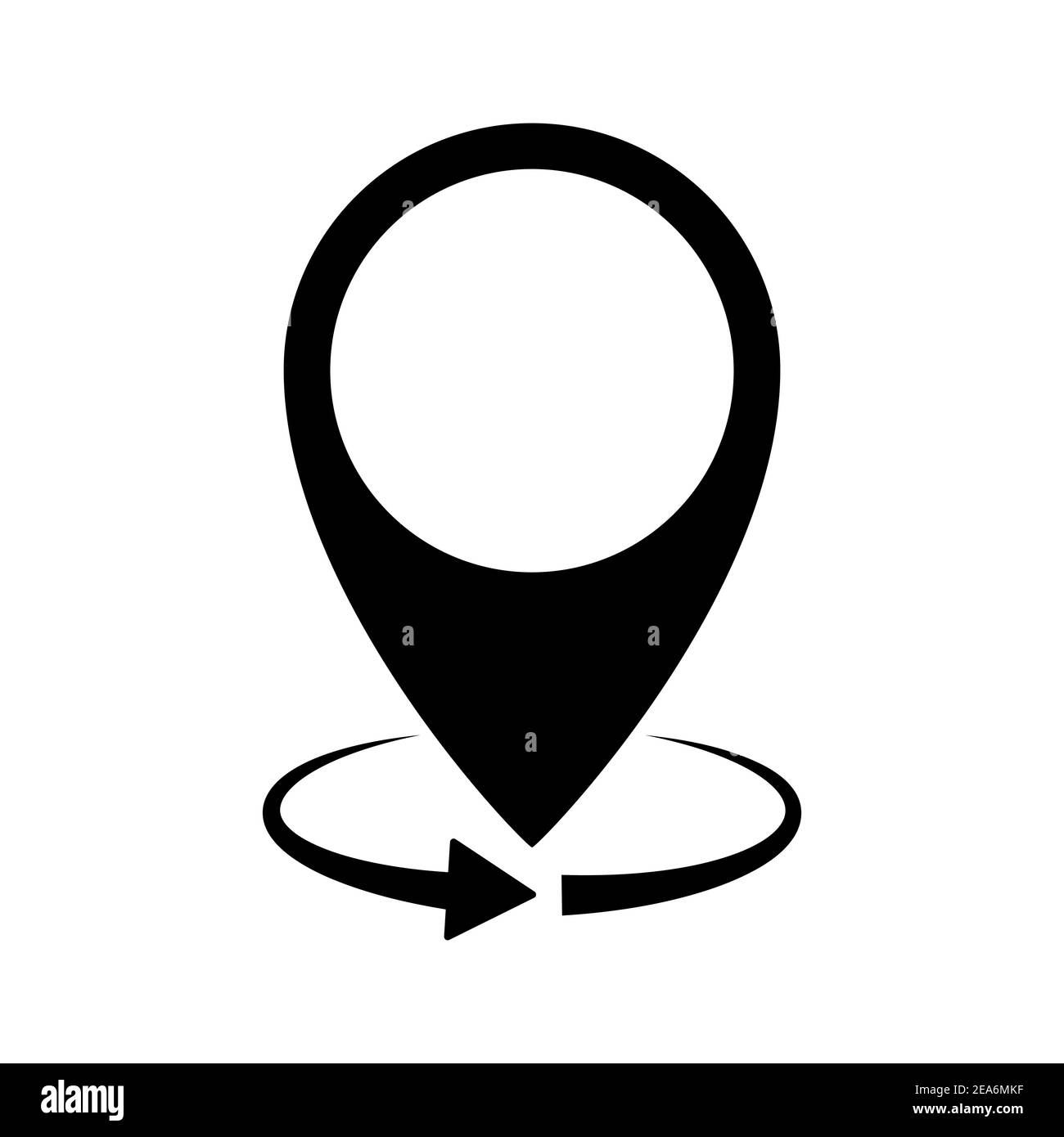 Icona di rotazione del marcatore della mappa. rotazione di 360 gradi. Icona del puntatore di posizione. Icona GPS. Illustrazione vettoriale. Illustrazione Vettoriale