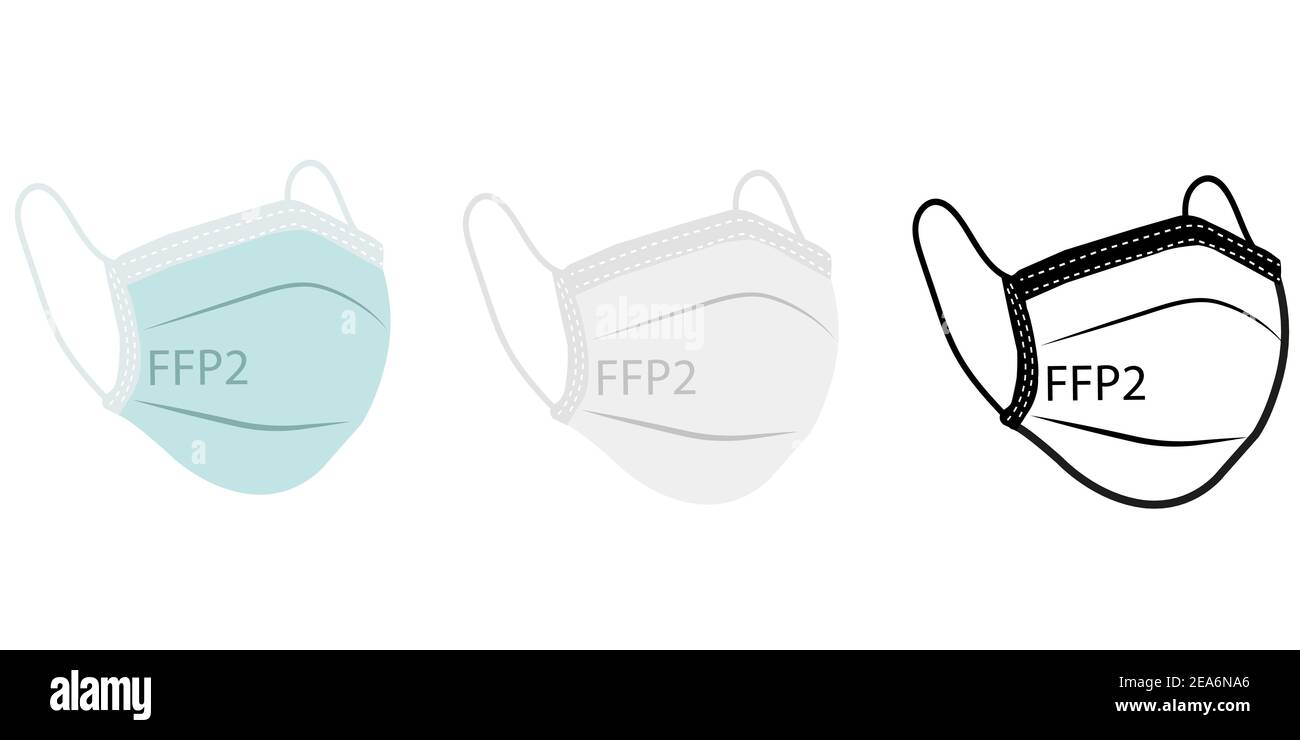 FFP2 icona maschera facciale simbolo logo Set Collection vettoriale Illustrazione Vettoriale