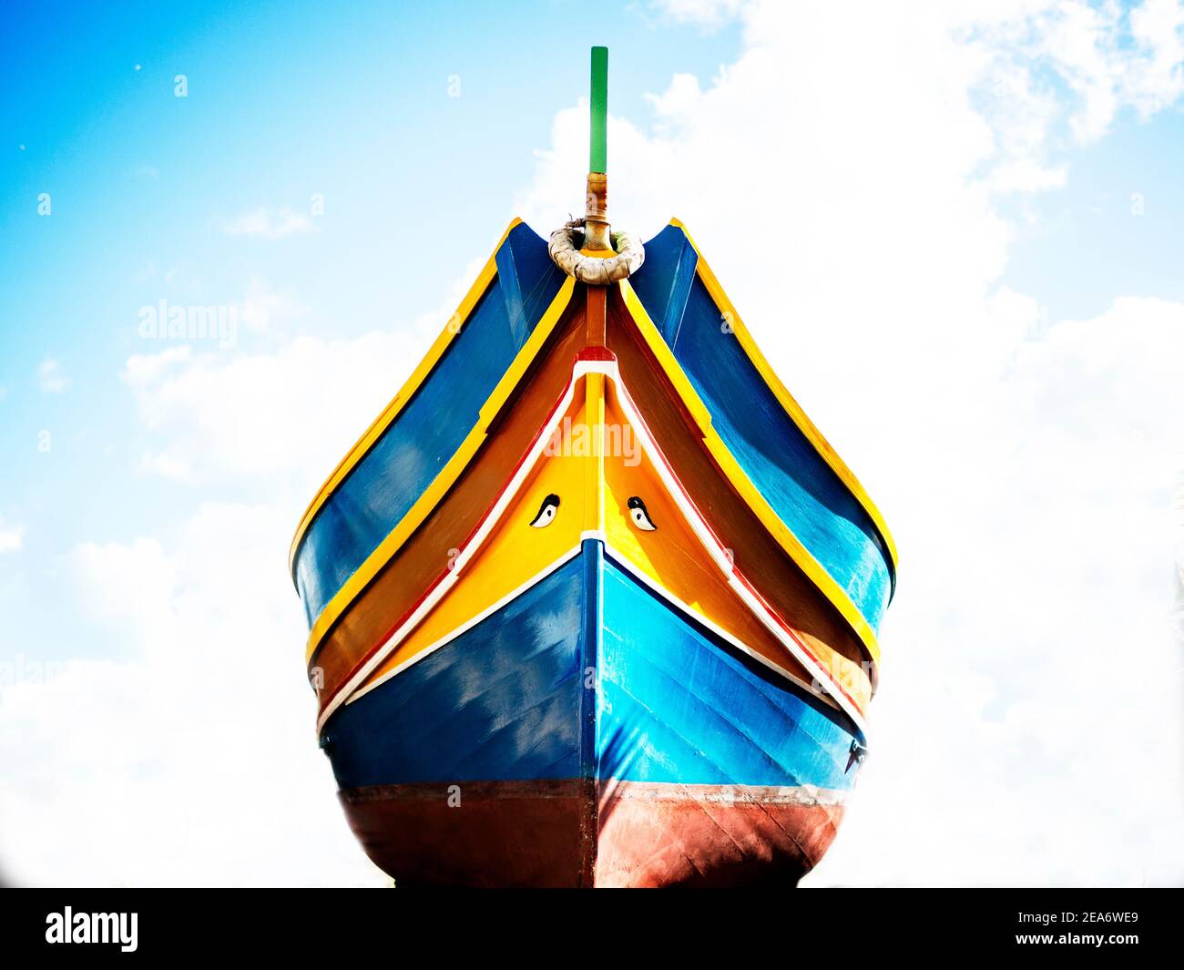 Primo piano di una tradizionale barca multicolore, Malta Foto Stock