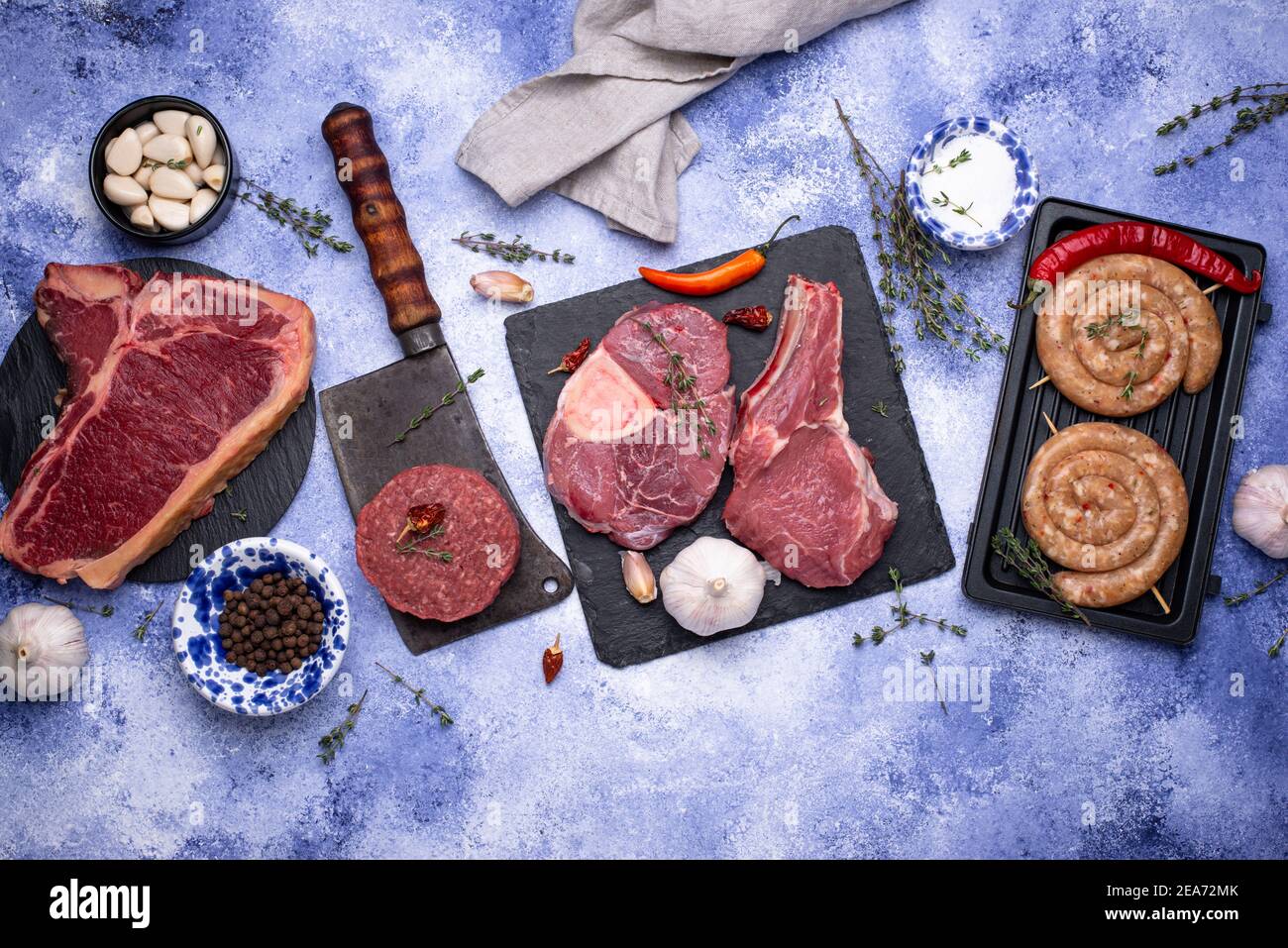 Assortimento di vari tipi di carne Foto Stock