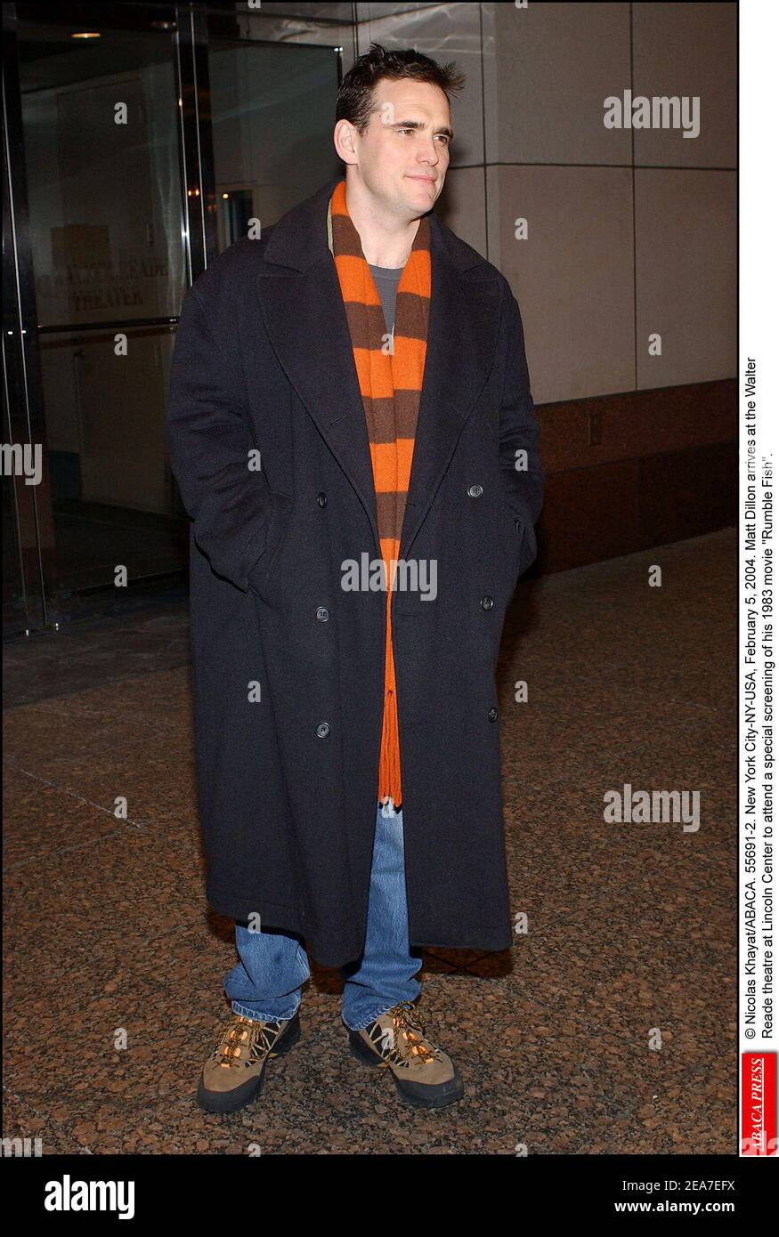 © Nicolas Khayat/ABACA. 55691-2. New York City-NY-USA, 5 febbraio 2004. Matt Dillon arriva al teatro Walter Reade al Lincoln Center per assistere a una proiezione speciale del suo film del 1983 Rumble Fish. Foto Stock