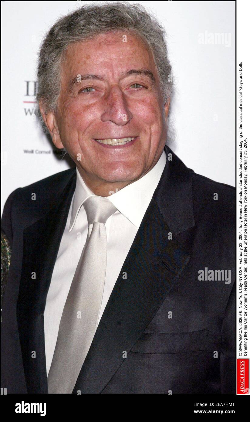 © SWF/ABACA. 56369-6. New York City-NY-USA. 23 febbraio 2004. Tony Bennett partecipa a un concerto con la stella dei Guys e delle Bambole musicali classici che beneficiano del Centro Salute Donne Iris Cantor, tenuto presso lo Sheraton Hotel a New York lunedì 23 febbraio 2004. Foto Stock