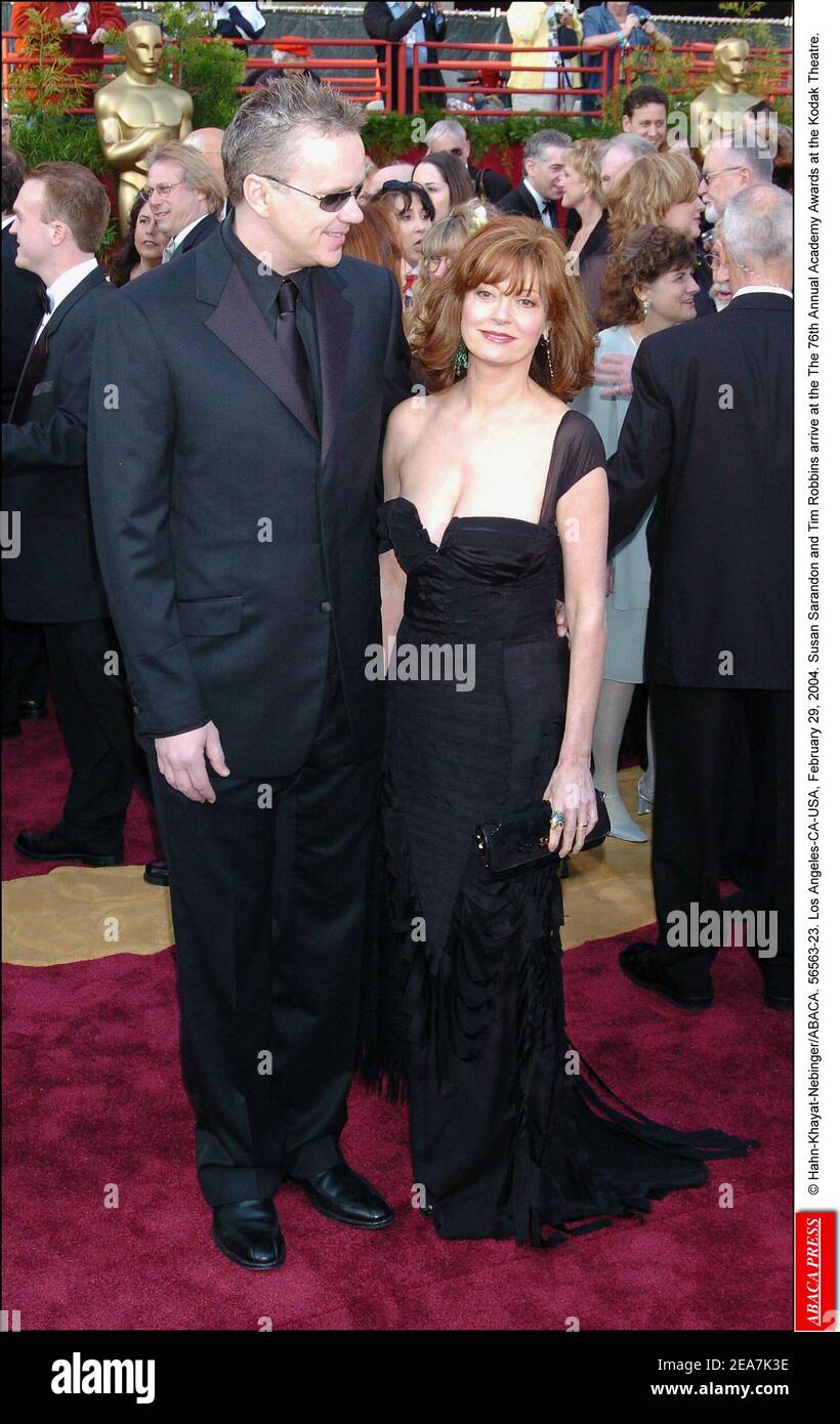 © Hahn-Khayat-Nebinger/ABACA. 56563-23. Los Angeles-CA-USA, 29 febbraio 2004. Susan Sarandon e Tim Robbins arrivano al 76° Premio annuale dell'Accademia al Kodak Theatre. Foto Stock