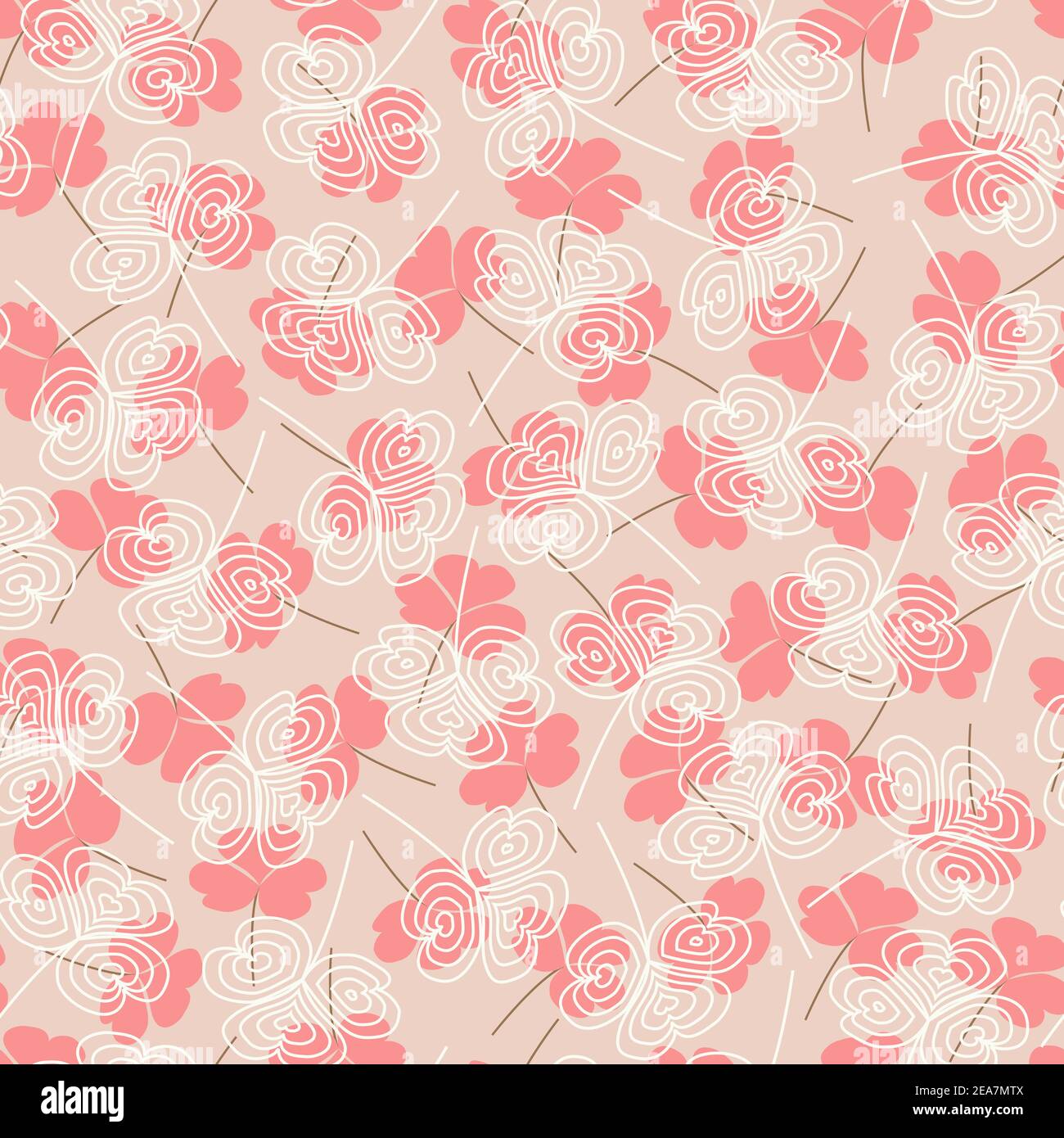 Elegante e trendy ditsy vettore floreale senza cuciture disegno modello di foglie di trifoglio d'acqua. Trama ripetuta sfondo fogliato per la stampa e il tessuto Illustrazione Vettoriale