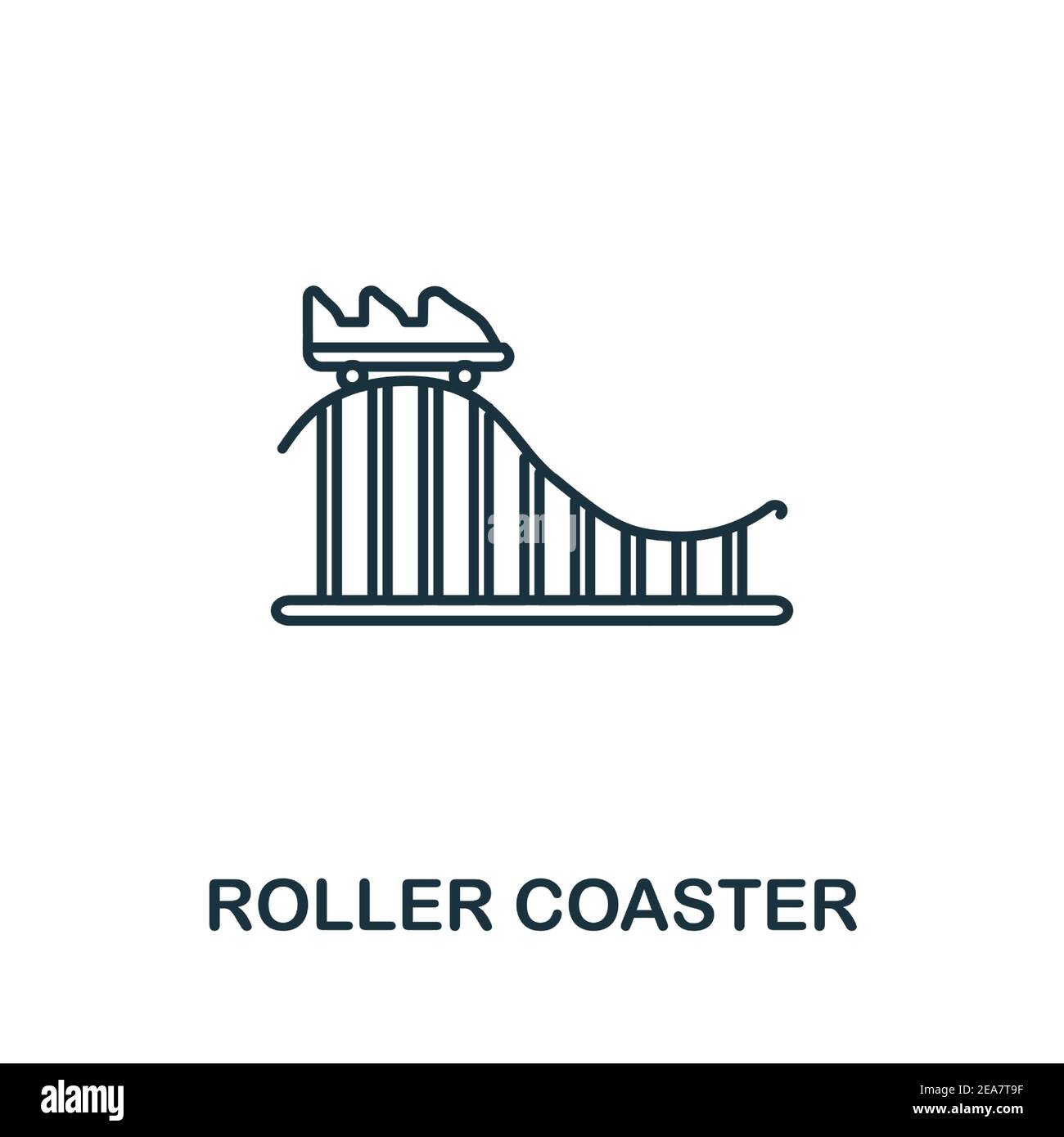 Icona Roller Coaster. Elemento semplice della collezione del parco divertimenti. Icona Creative Roller Coaster per web design, modelli, infografiche e altro ancora Illustrazione Vettoriale