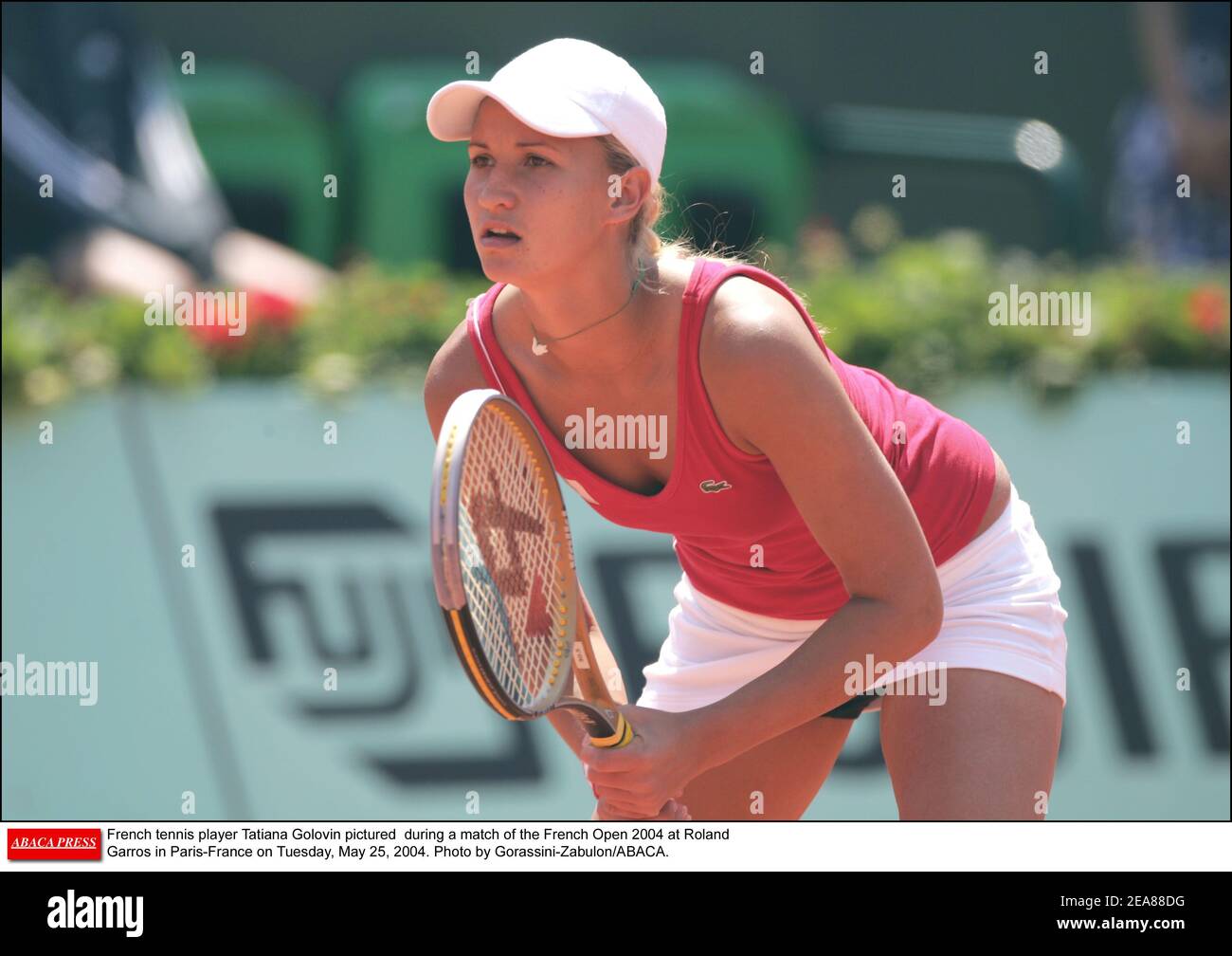 Il tennista francese Tatiana Golovin ha ritratto durante una partita del French Open 2004 al Roland Garros a Parigi-Francia martedì 25 maggio 2004. Foto di Gorassini-Zabulon/ABACA. Foto Stock