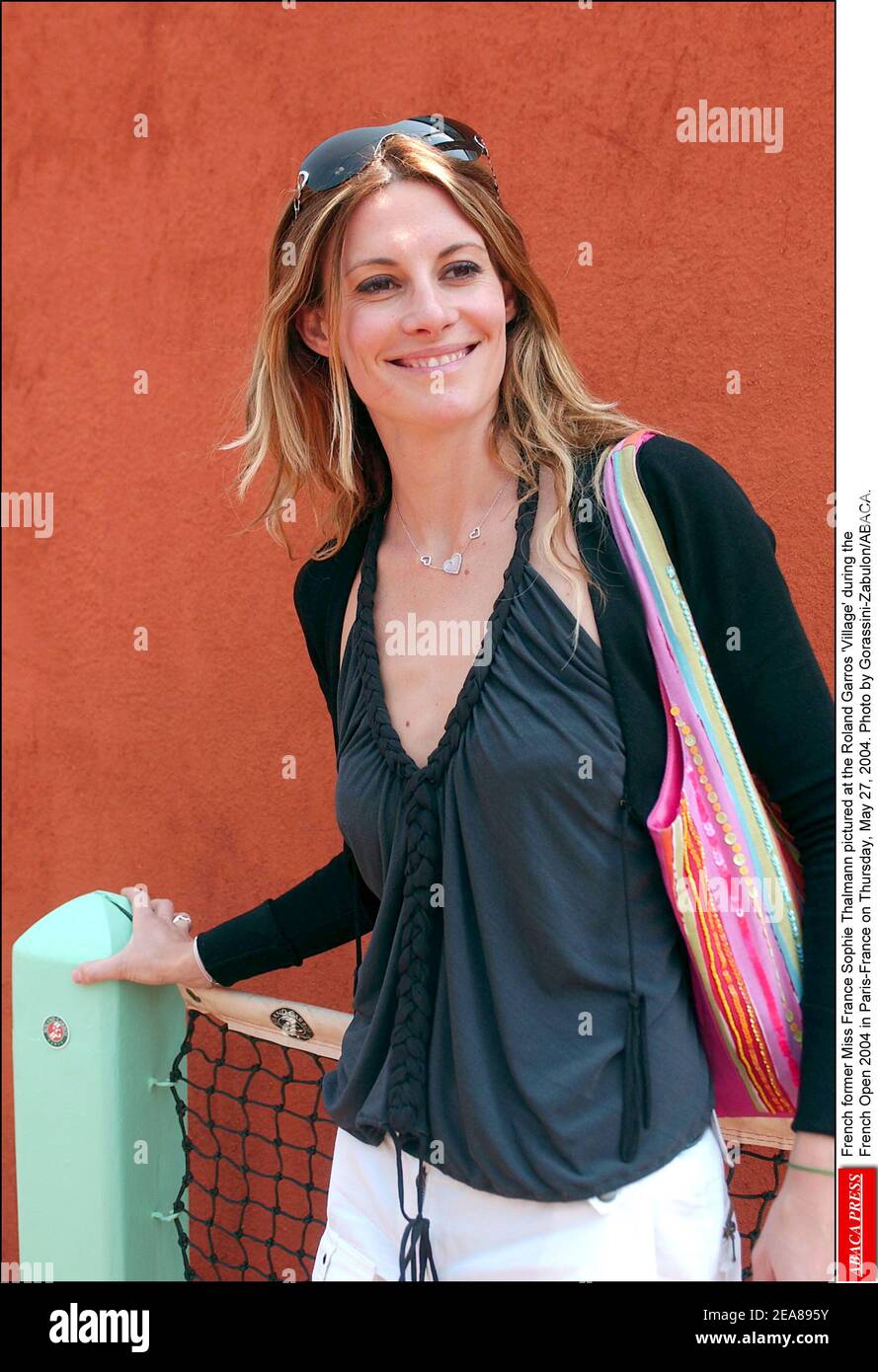 L'ex signorina francese Sophie Thalmann ha ritratto al Roland Garros 'Village' durante l'Open Francese 2004 a Parigi-Francia giovedì 27 maggio 2004. Foto di Gorassini-Zabulon/ABACA. Foto Stock