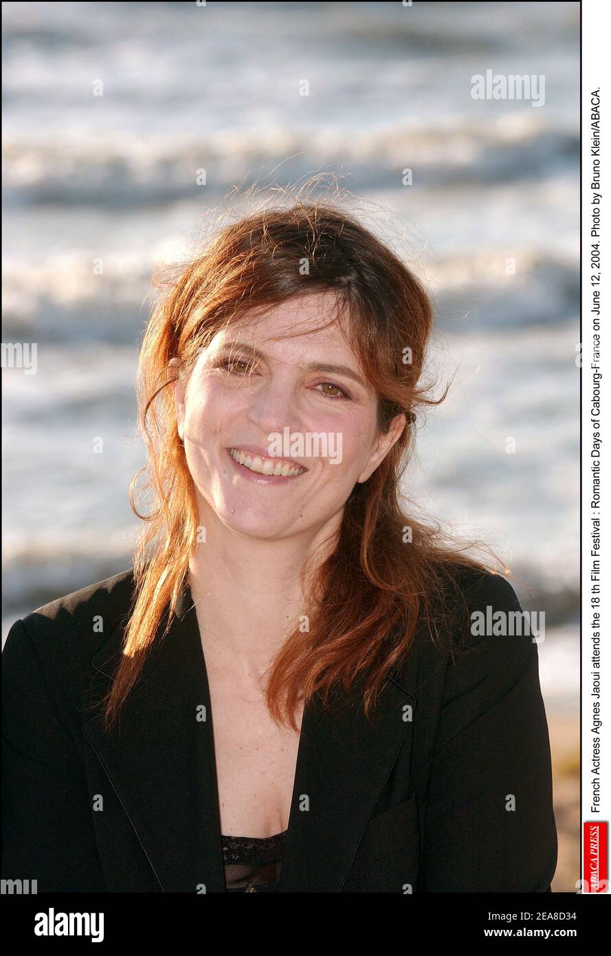 Attrice francese Agnes Jaoui partecipa al 18 ° Festival del Cinema : Romantic Days di Cabourg-France il 12 giugno 2004. Foto di Bruno Klein/ABACA. Foto Stock