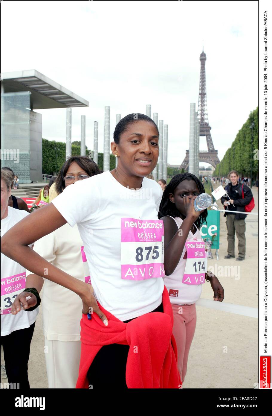 Marie-Jo Perec a participe a Odyssea, (Association de lutte contre le cancer du sein) epreuve de course a pied sur 5 Kms au Champs de Mars le 13 juin 2004. Foto di Laurent Zabulon/ABACA Foto Stock