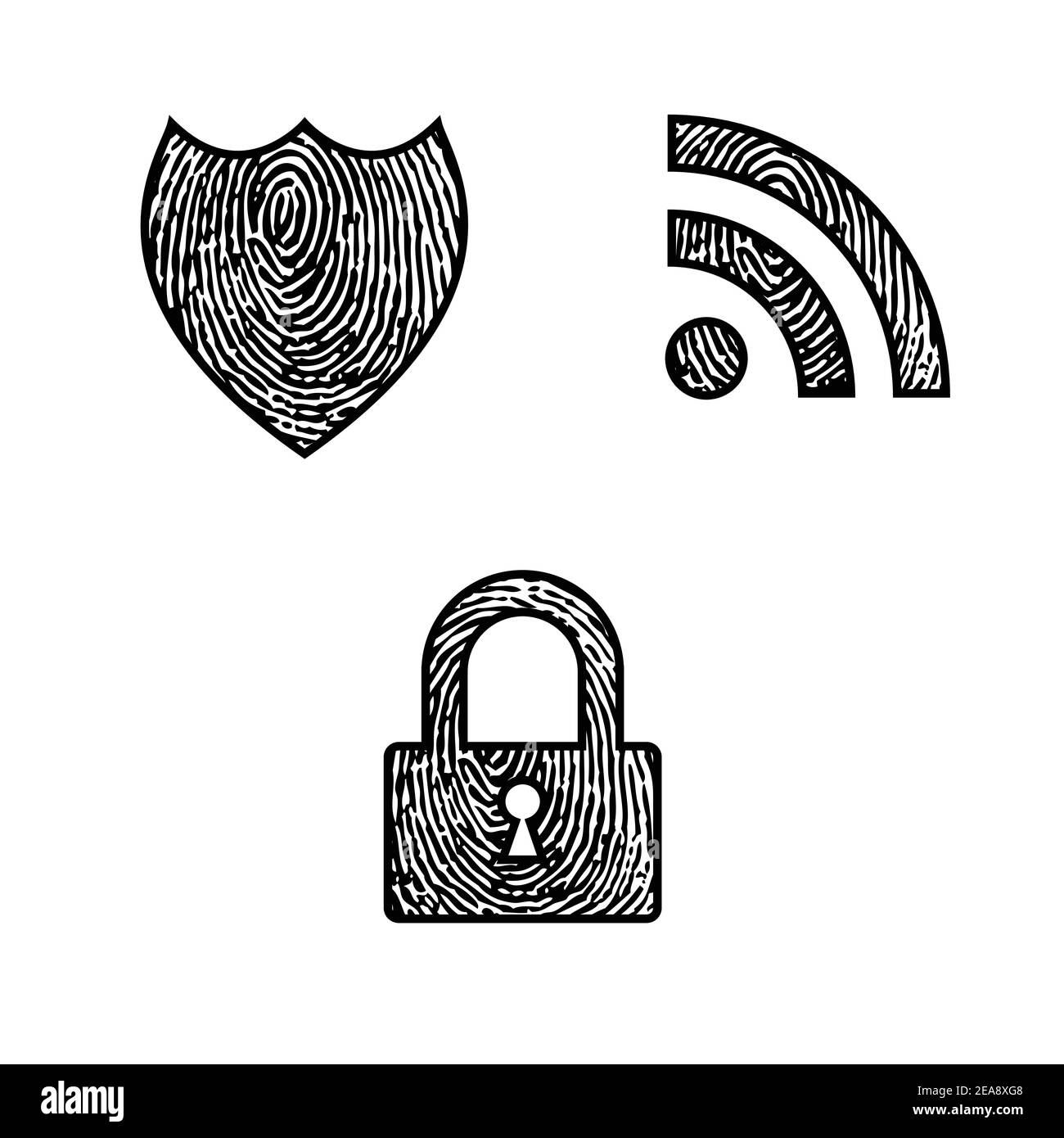 Elementi di progettazione delle impronte digitali Illustrazione Vettoriale