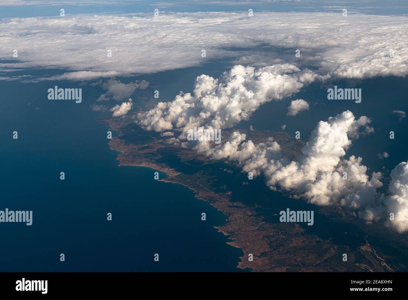 Vista dall'alto della penisola di Karpas dell'isola di Cipro Foto Stock